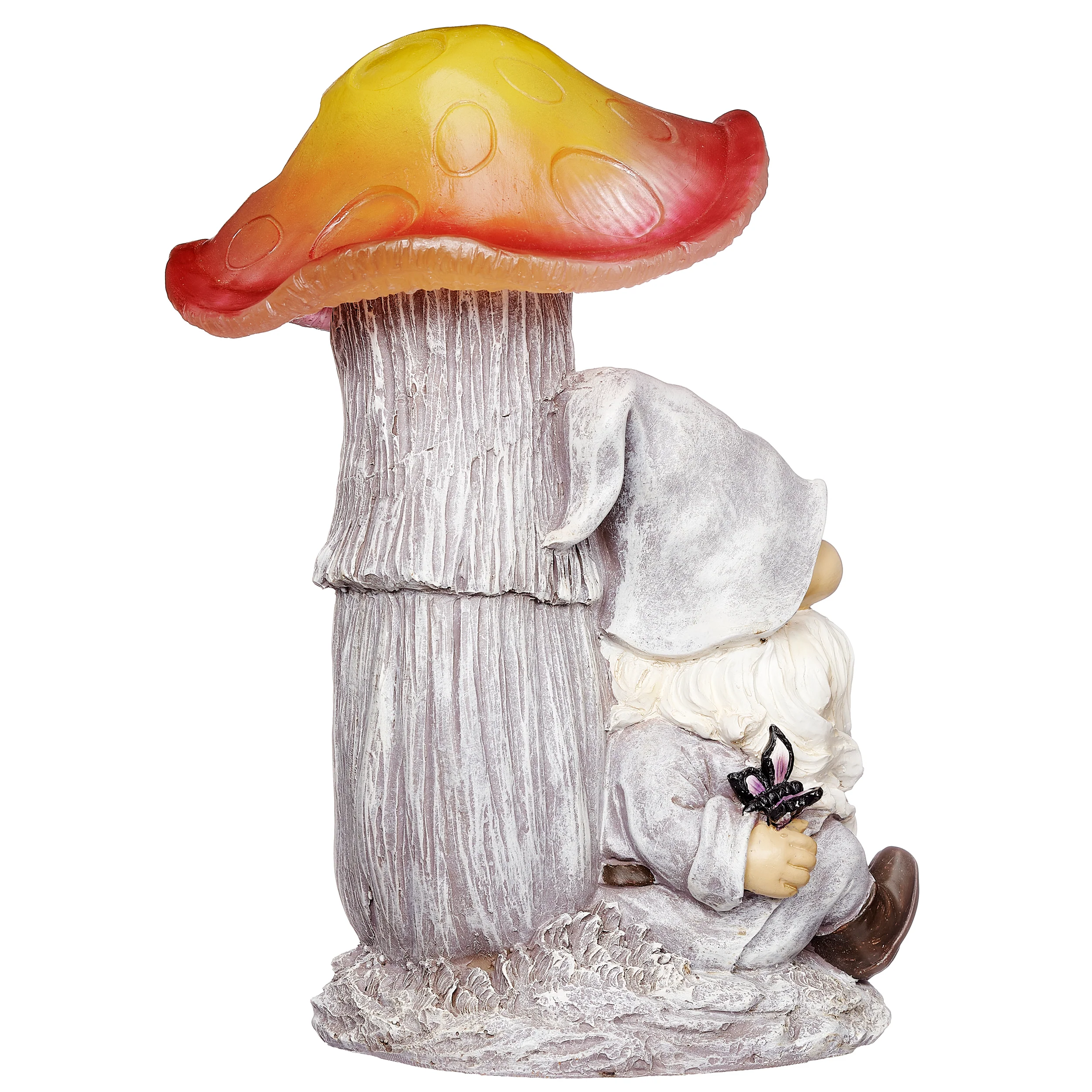 Solar Gnome Mushroom Garden Statue - Image 3