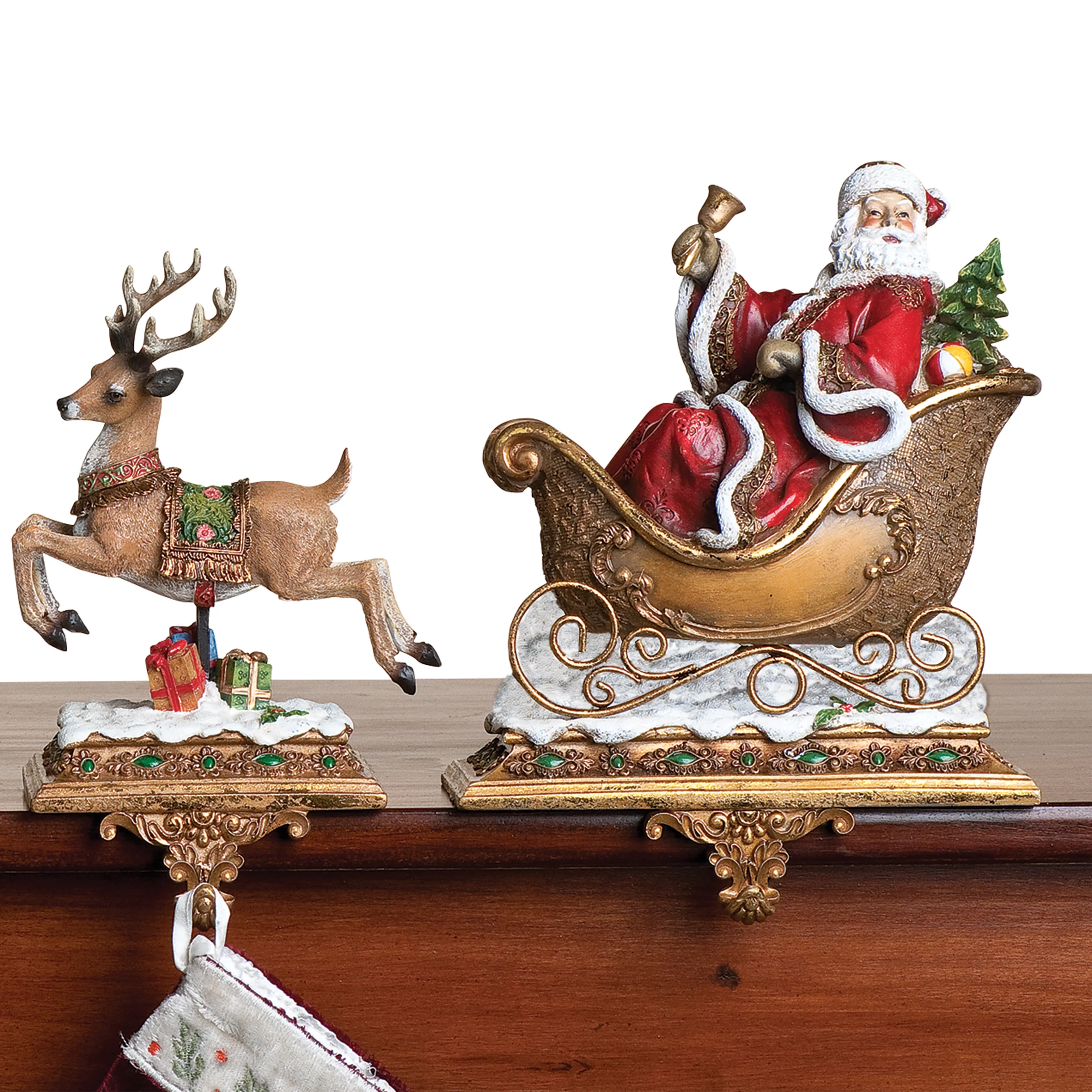 Joseph's Studio Santa and Reindeer Stocking Holder Set