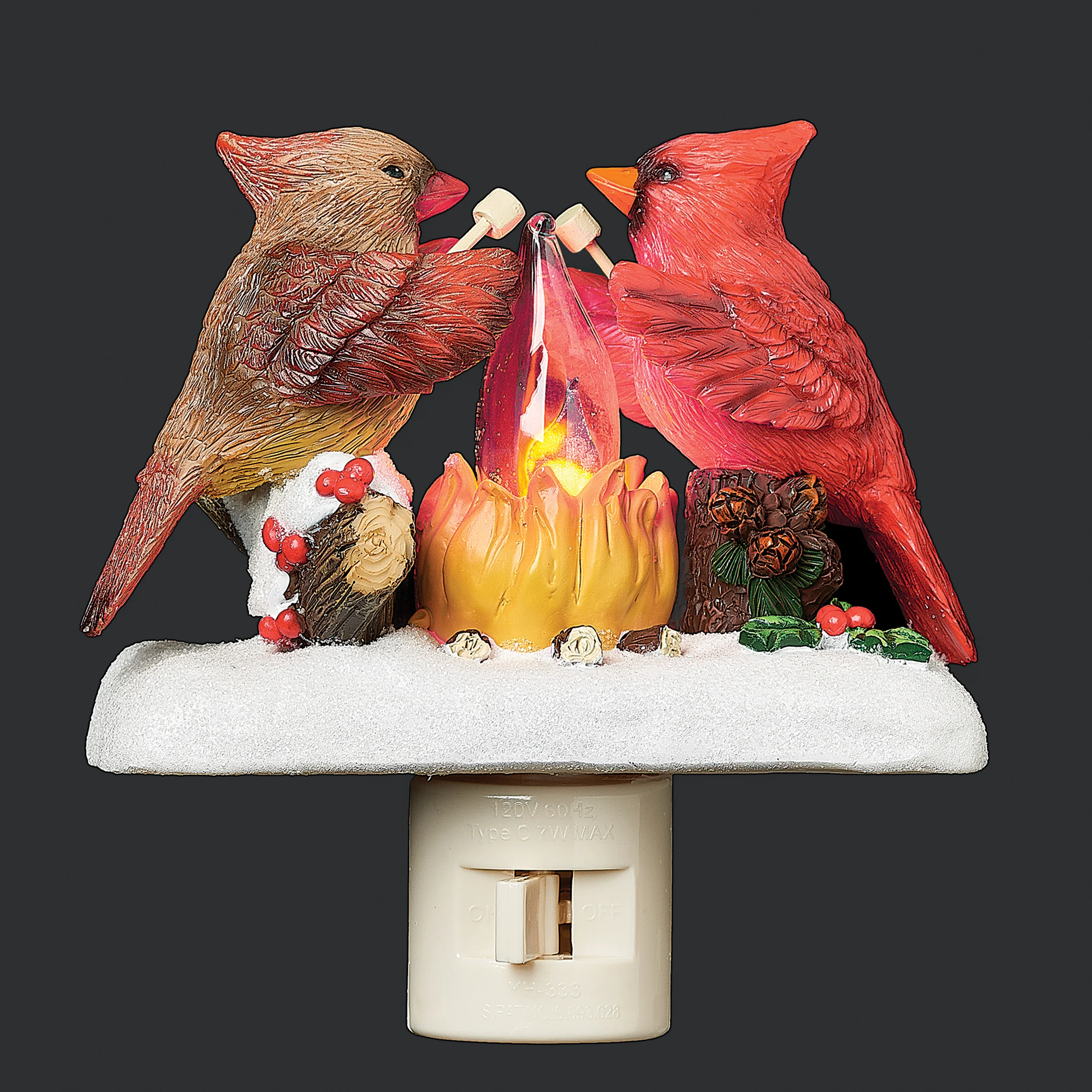 Roman Lights Flicker Flame Cardinals Roasting Marshmallows Night-Light