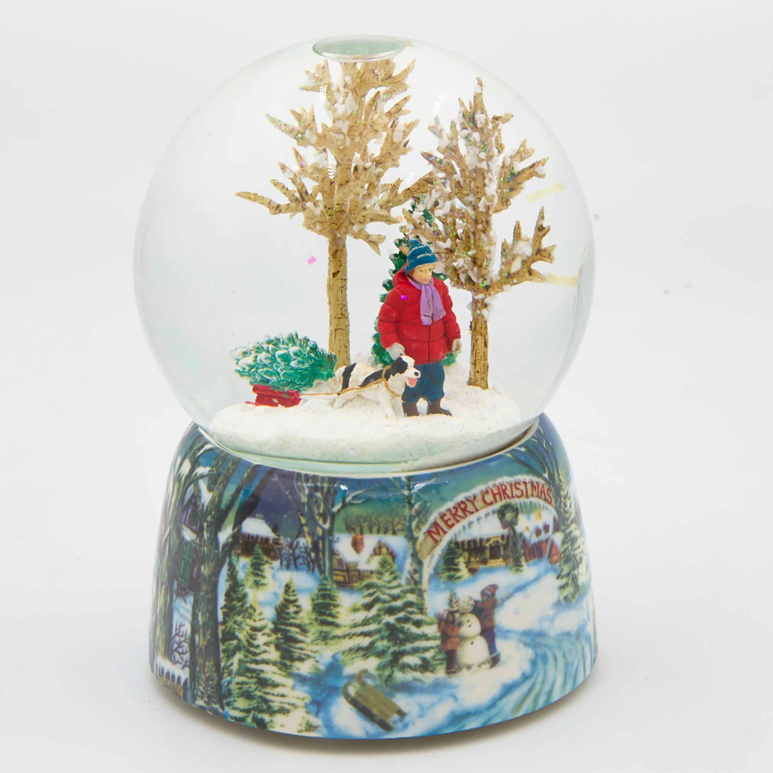 Glitterdome Musical Boy with Dog – "O Christmas Tree" Tune - Image 2
