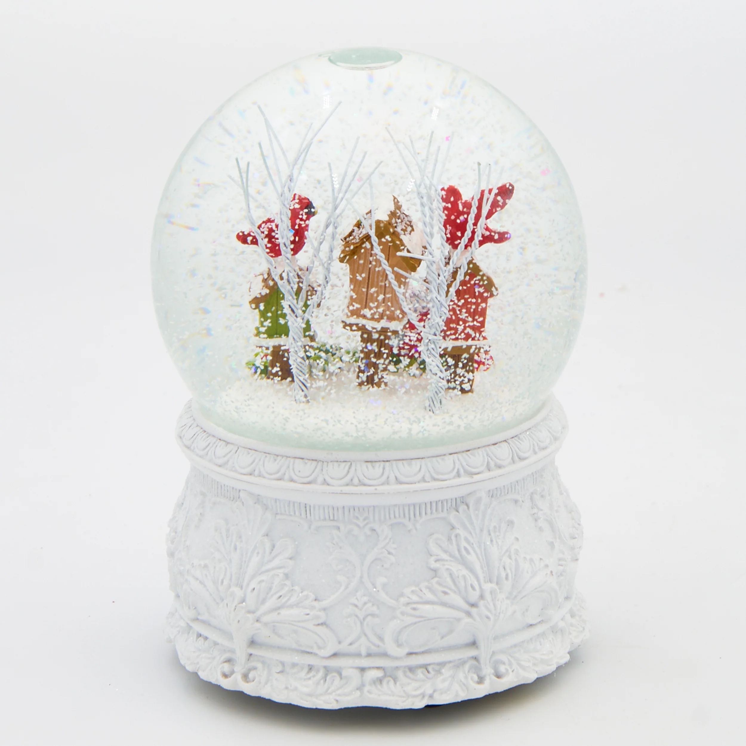 Glitterdome Musical Cardinals with Birdhouses – "Winter Wonderland" Tune - Image 3