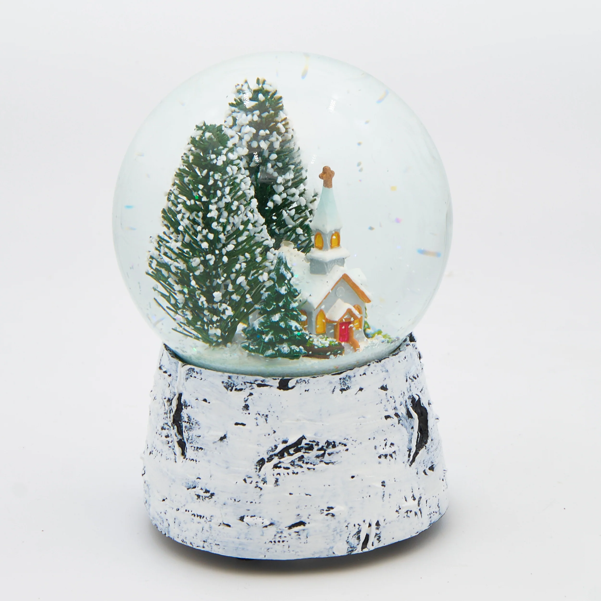 Glitterdome Musical Church on a Birch Base – "Silent Night" Tune - Image 2