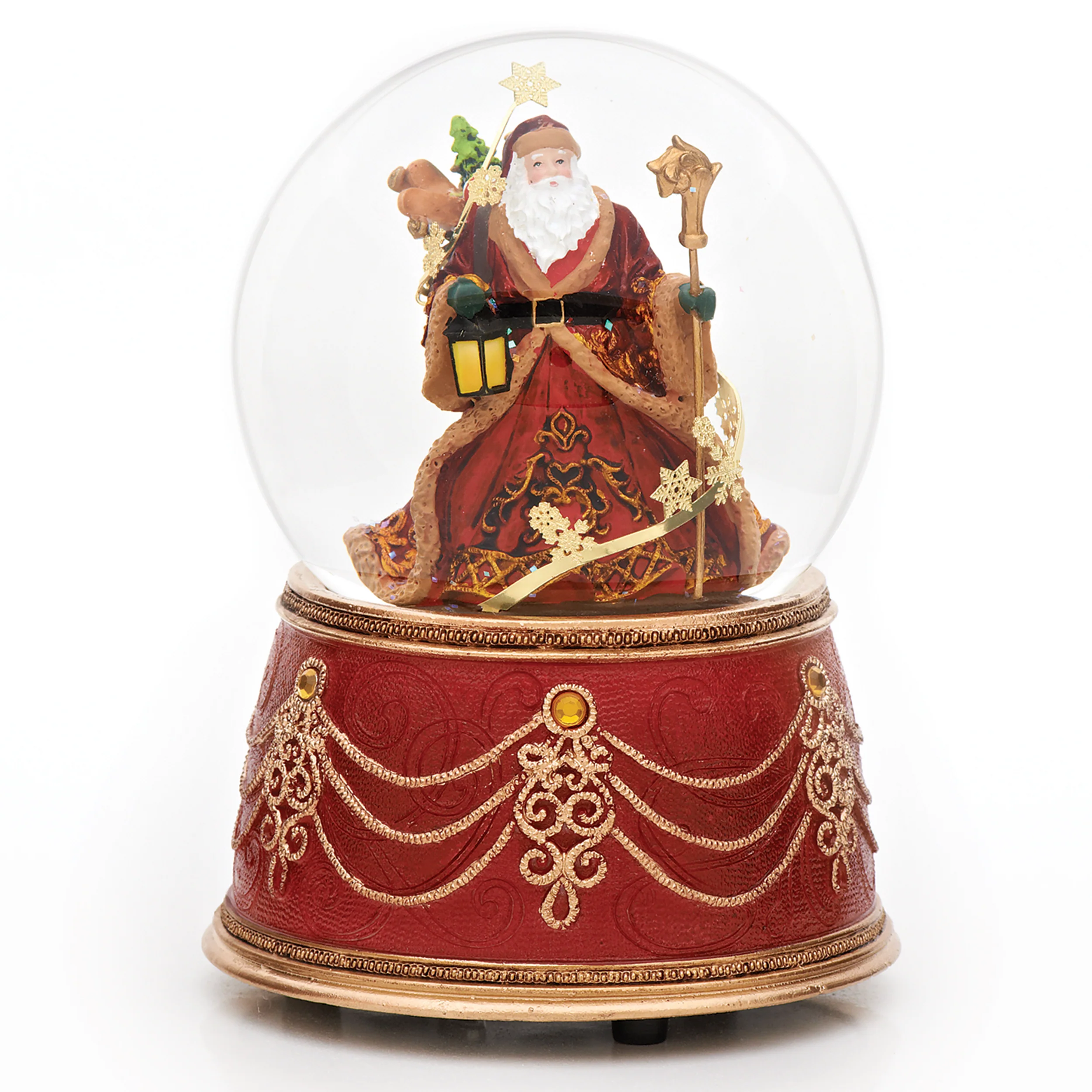 Glitterdome Musical Santa with Red Base - "We Wish You a Merry Christmas" Tune