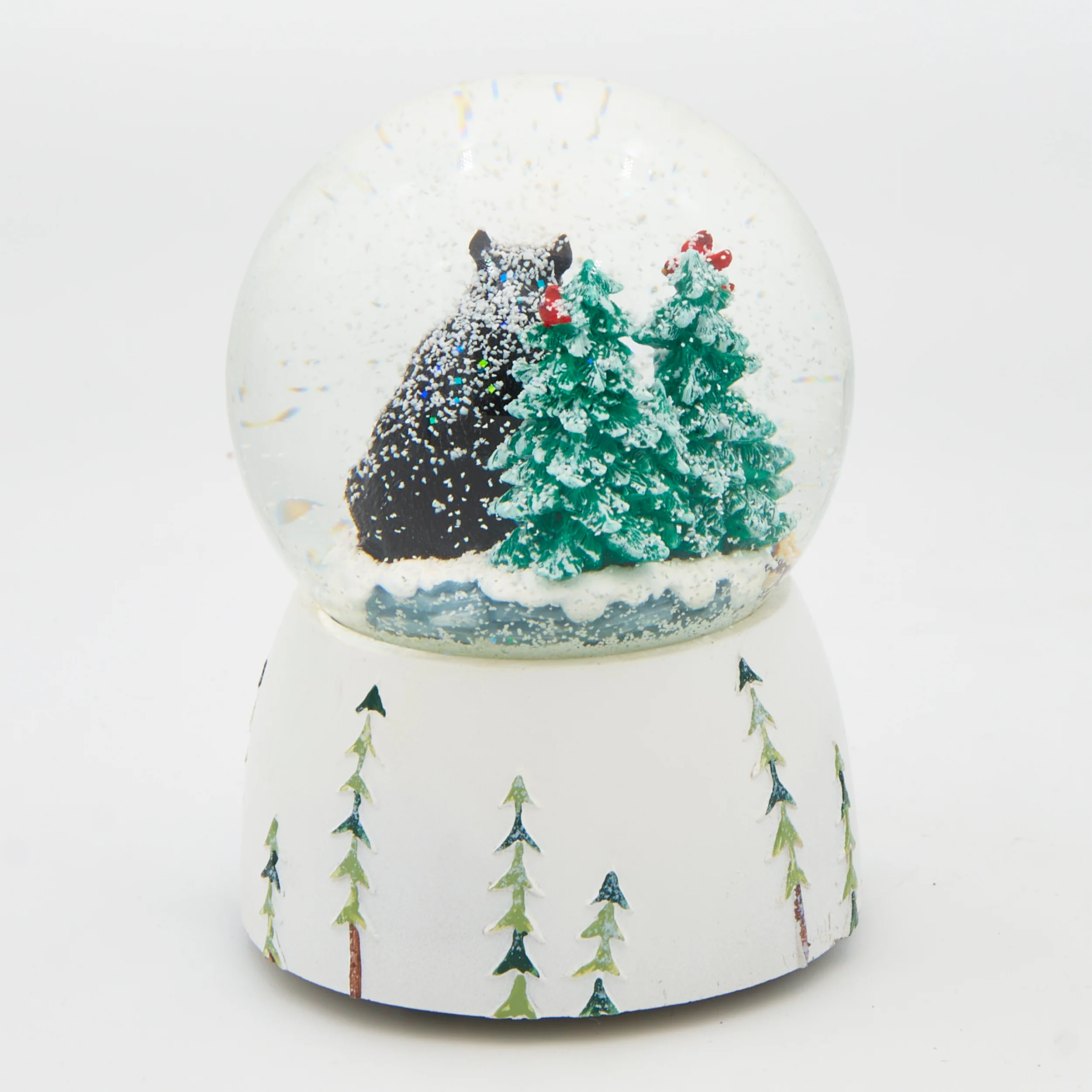 Glitterdome Musical Black Bear with Cardinals – "Let It Snow" Tune - Image 3