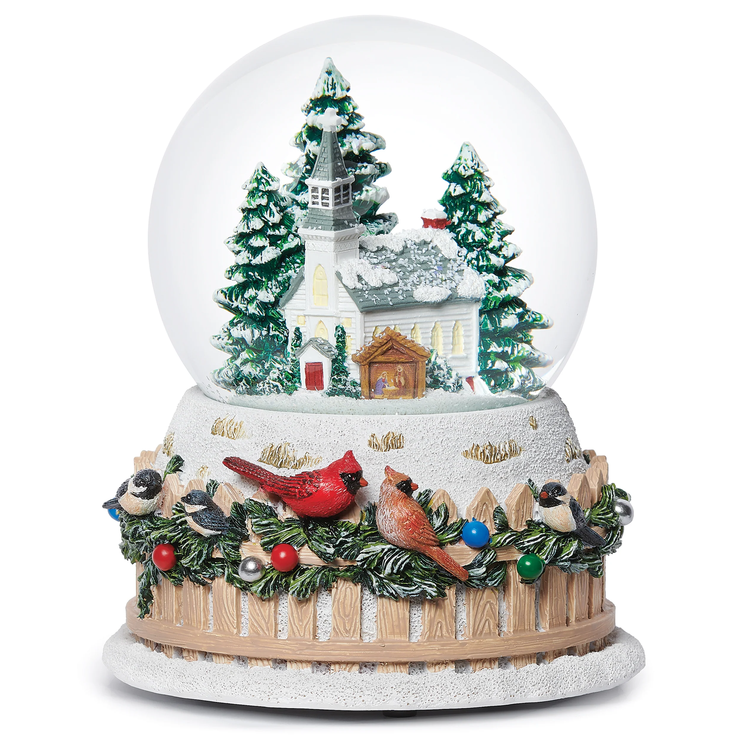 Glitterdome Musical Church & Birds on Fence – "We Wish You a Merry Christmas" Tune