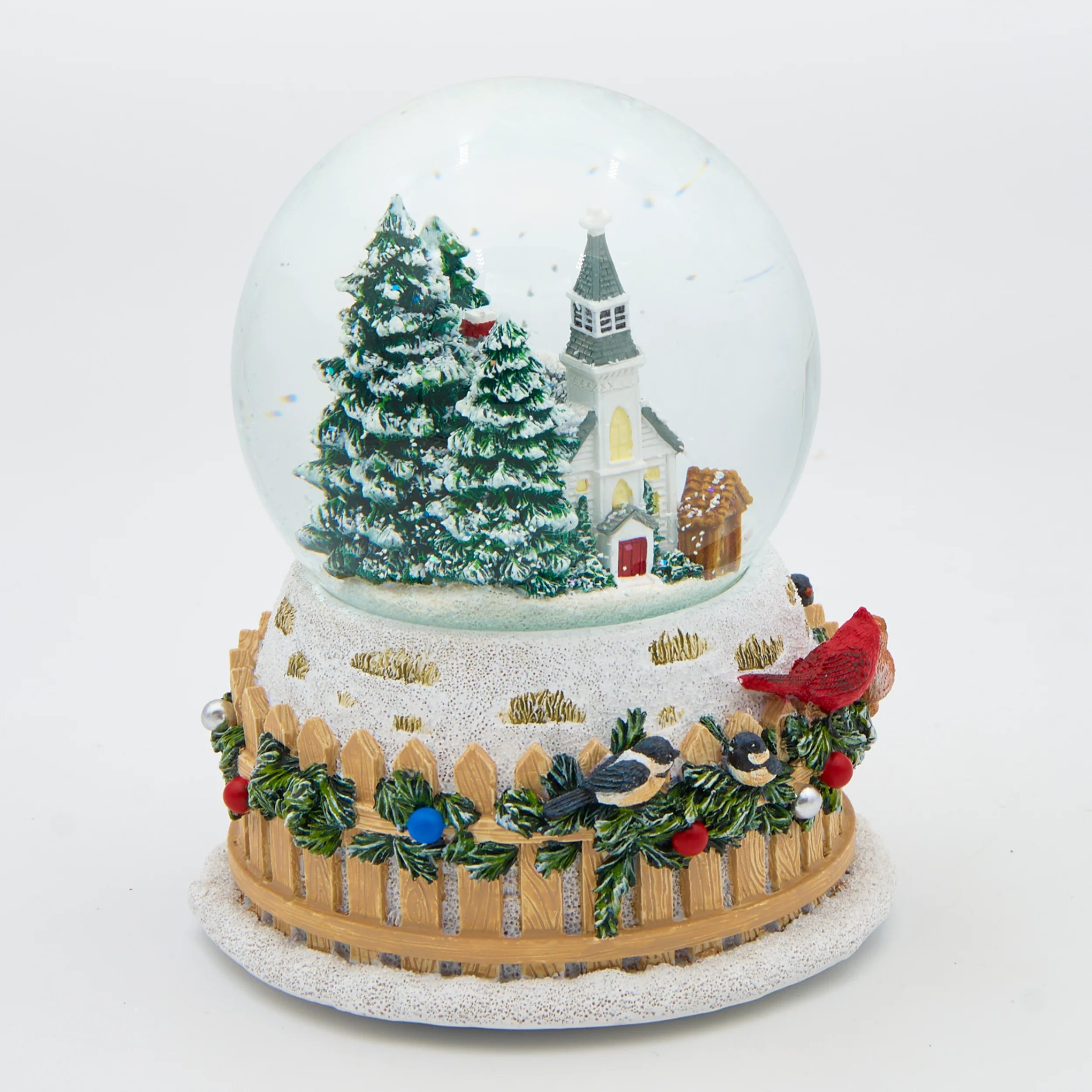 Glitterdome Musical Church & Birds on Fence – "We Wish You a Merry Christmas" Tune - Image 2