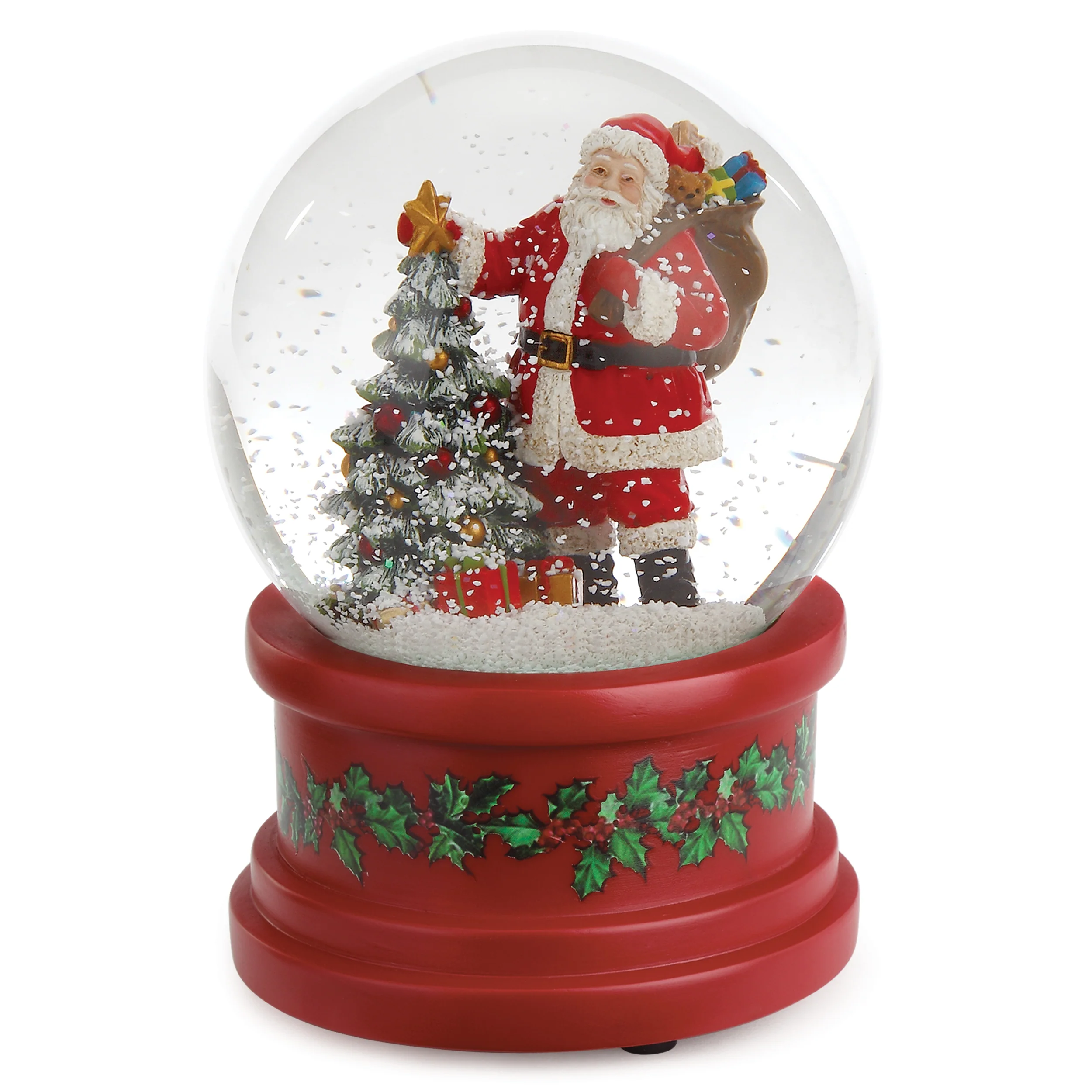 Glitterdome Musical Santa With Tree – "Here Comes Santa Claus" Tune