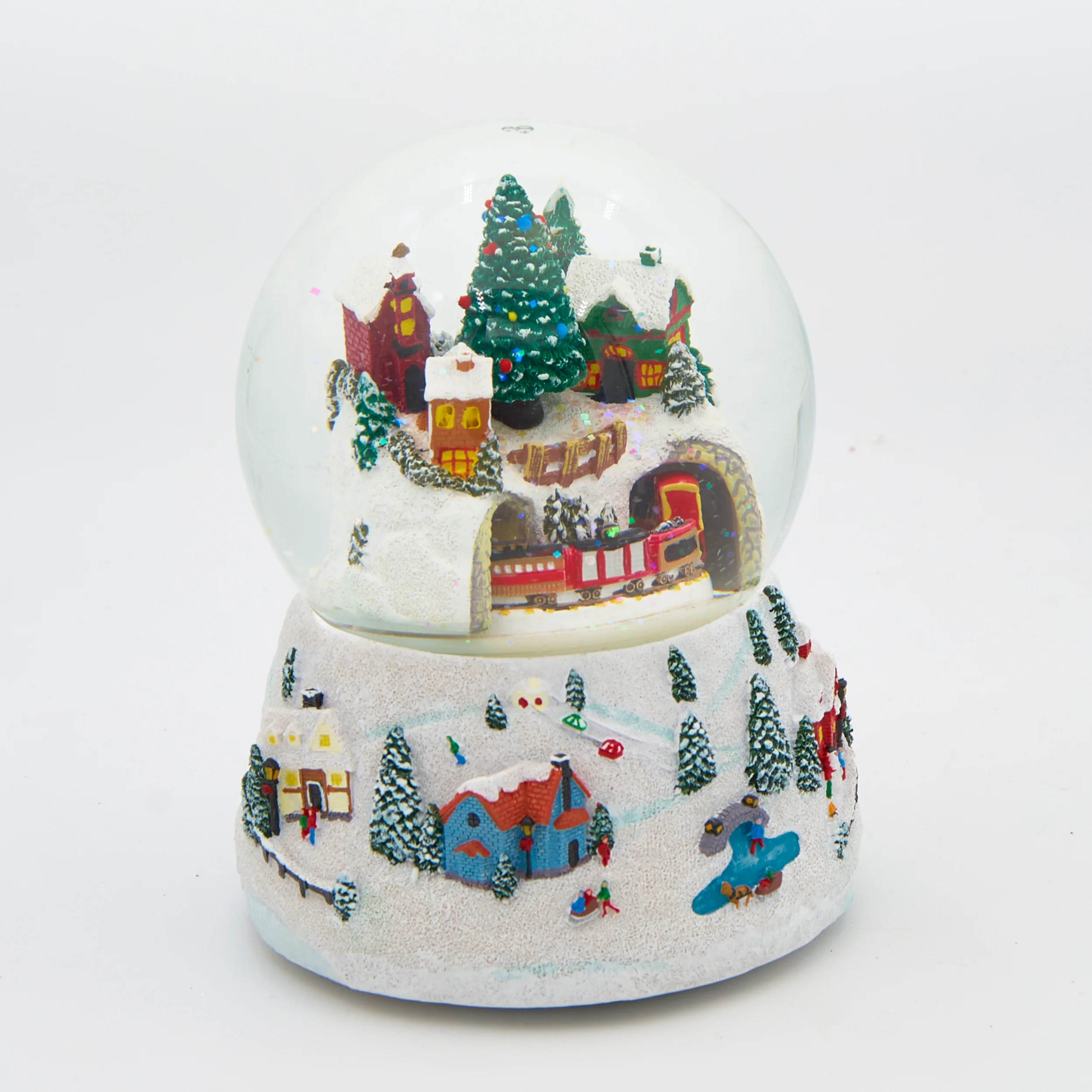 Glitterdome Musical Village with Rotating Train – "We Wish You a Merry Christmas" Tune - Image 2
