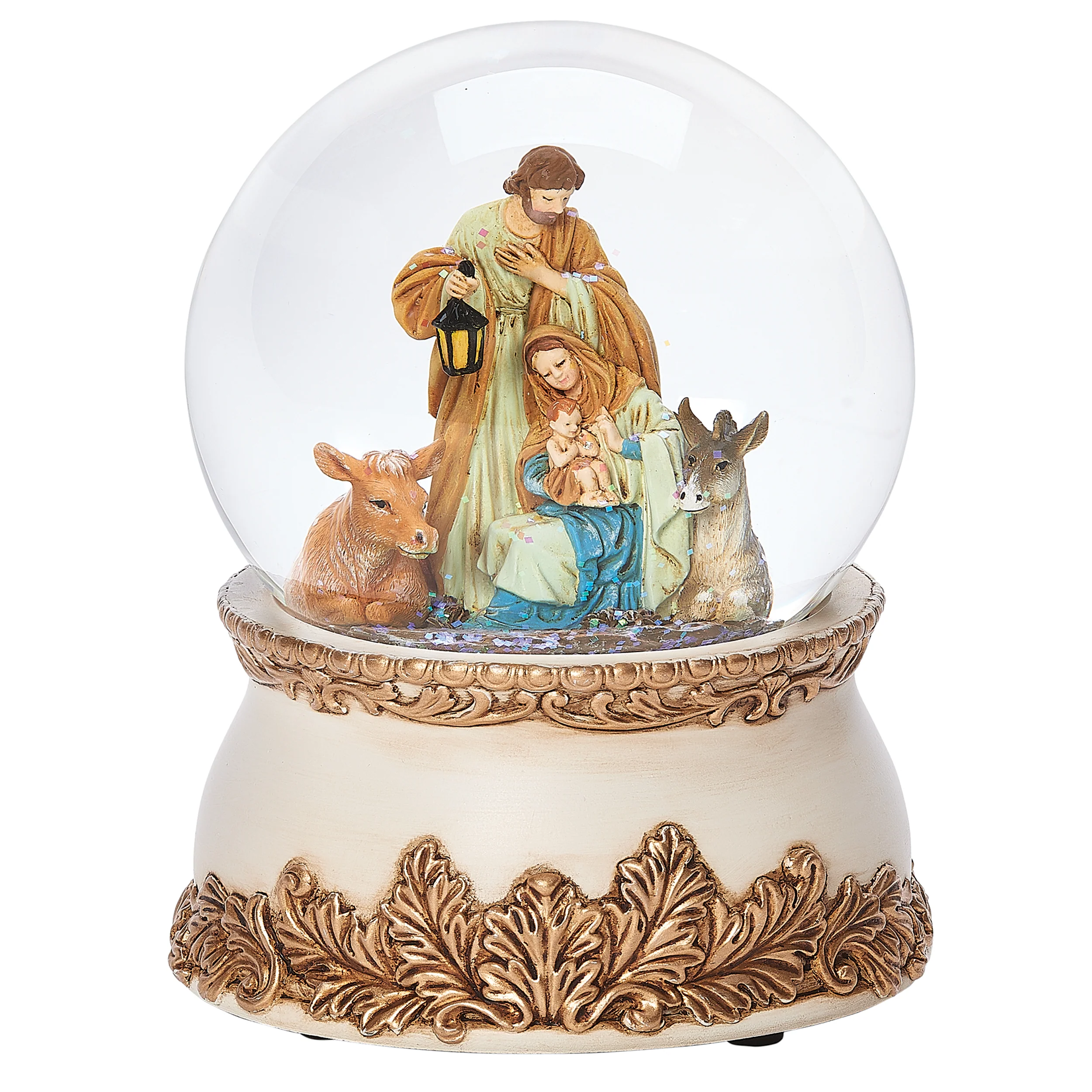 Glitterdome Musical Holy Family with Animals – "It Came Upon a Midnight Clear" Tune