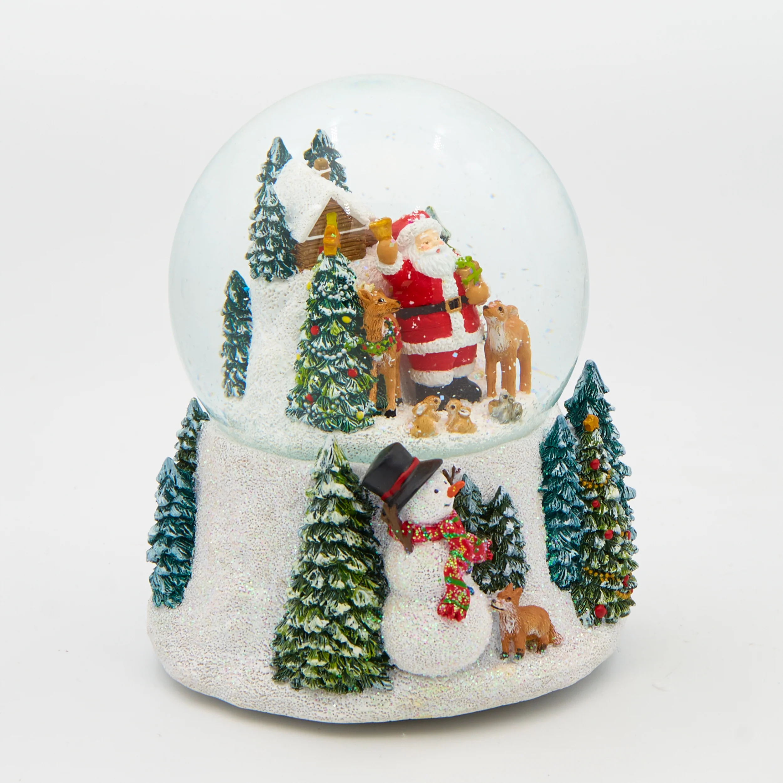 Glitterdome Musical Santa & Animals with Snowman Base- "O Christmas Tree" Tune - Image 2