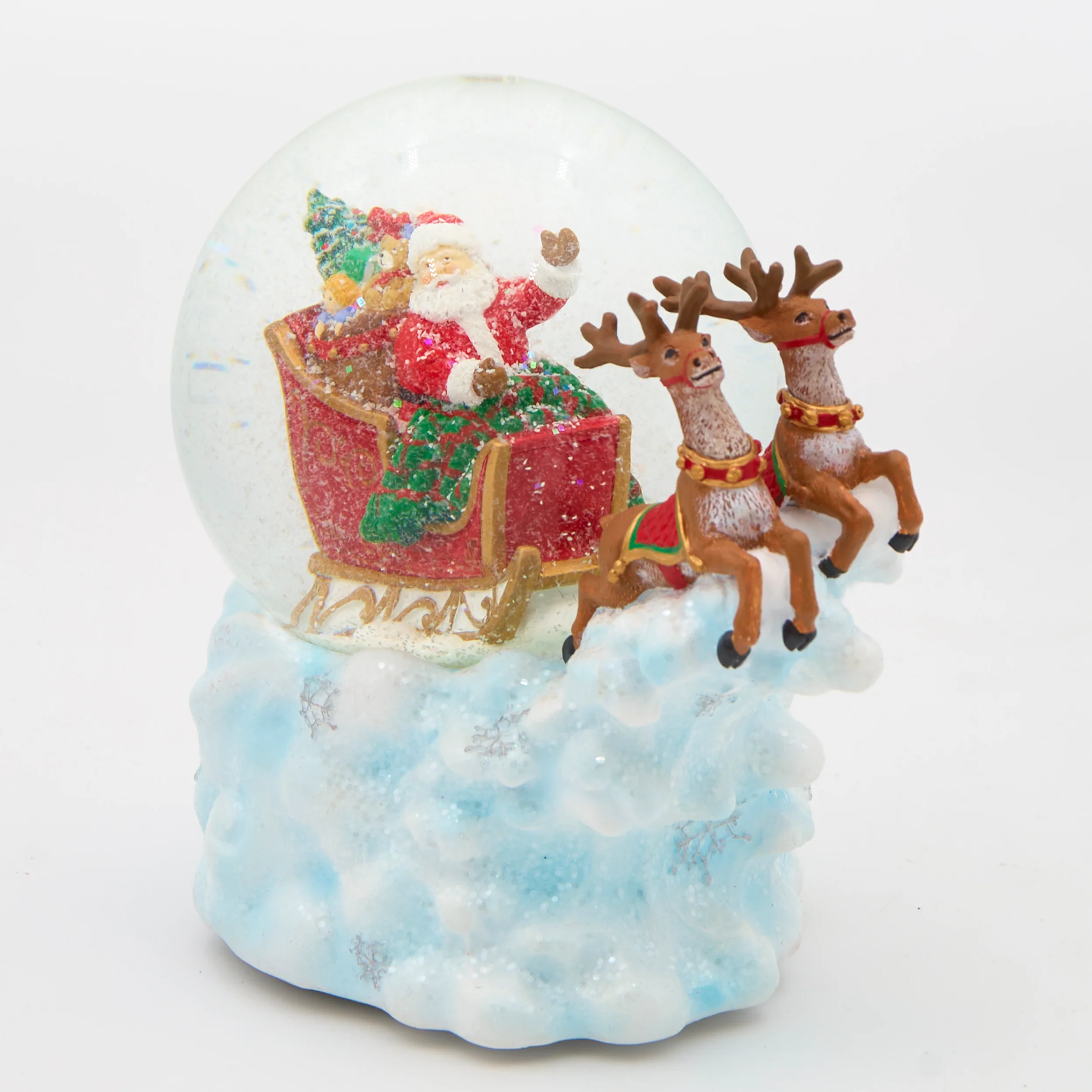 Glitterdome Musical Santa Sleigh on Cloud – "Here Comes Santa Claus" Tune - Image 2