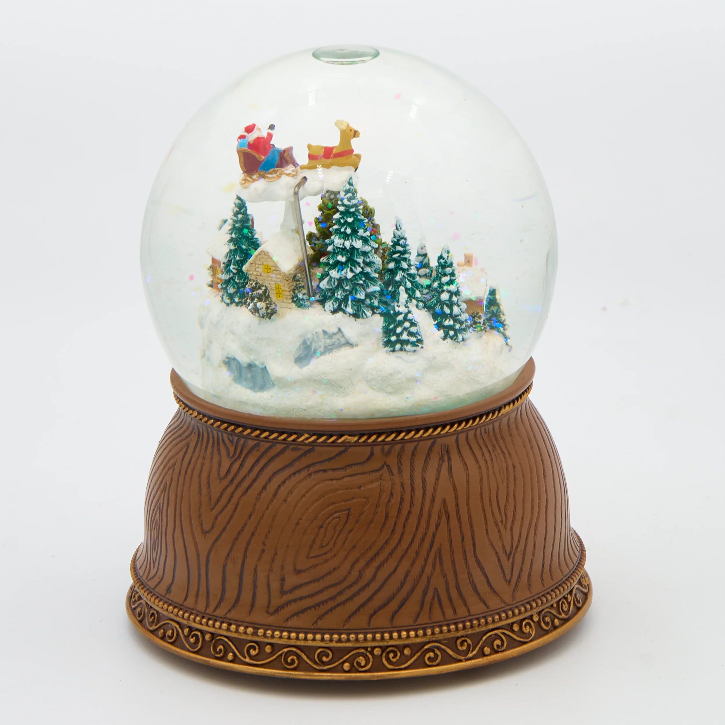 Glitterdome Musical Village with Rotating Santa & Tree – "We Wish You a Merry Christmas" Tune - Image 3