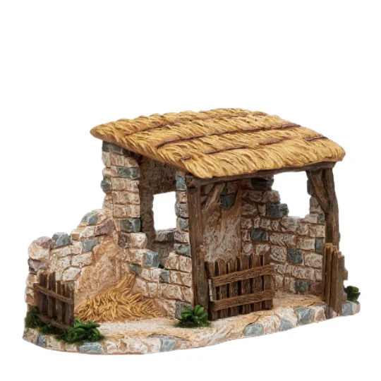 Fontanini Animal Corral with Thatched Roof - 5" Scale - Image 2