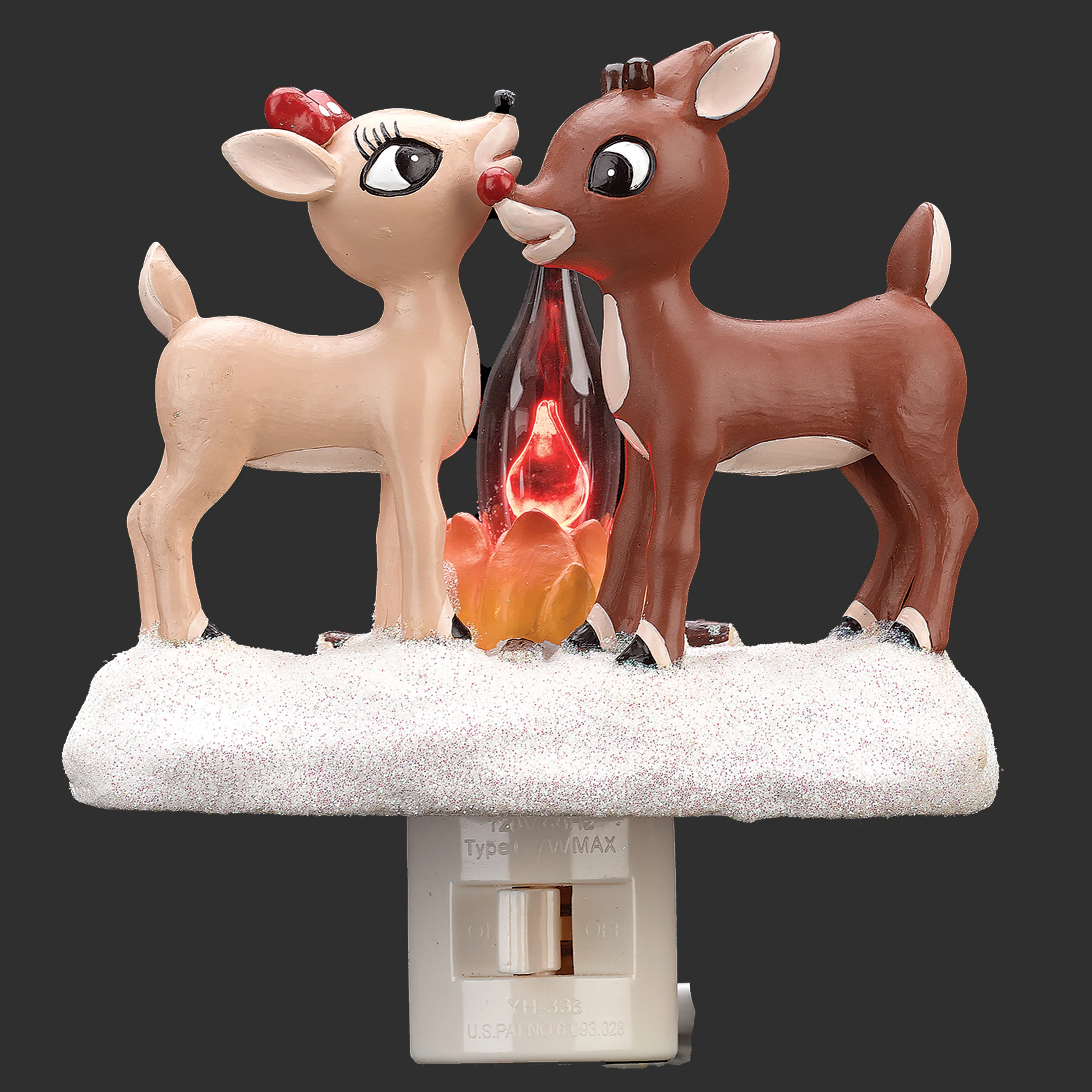 Rudolph & Clarice by a Flickering Flame Campfire Night-Light