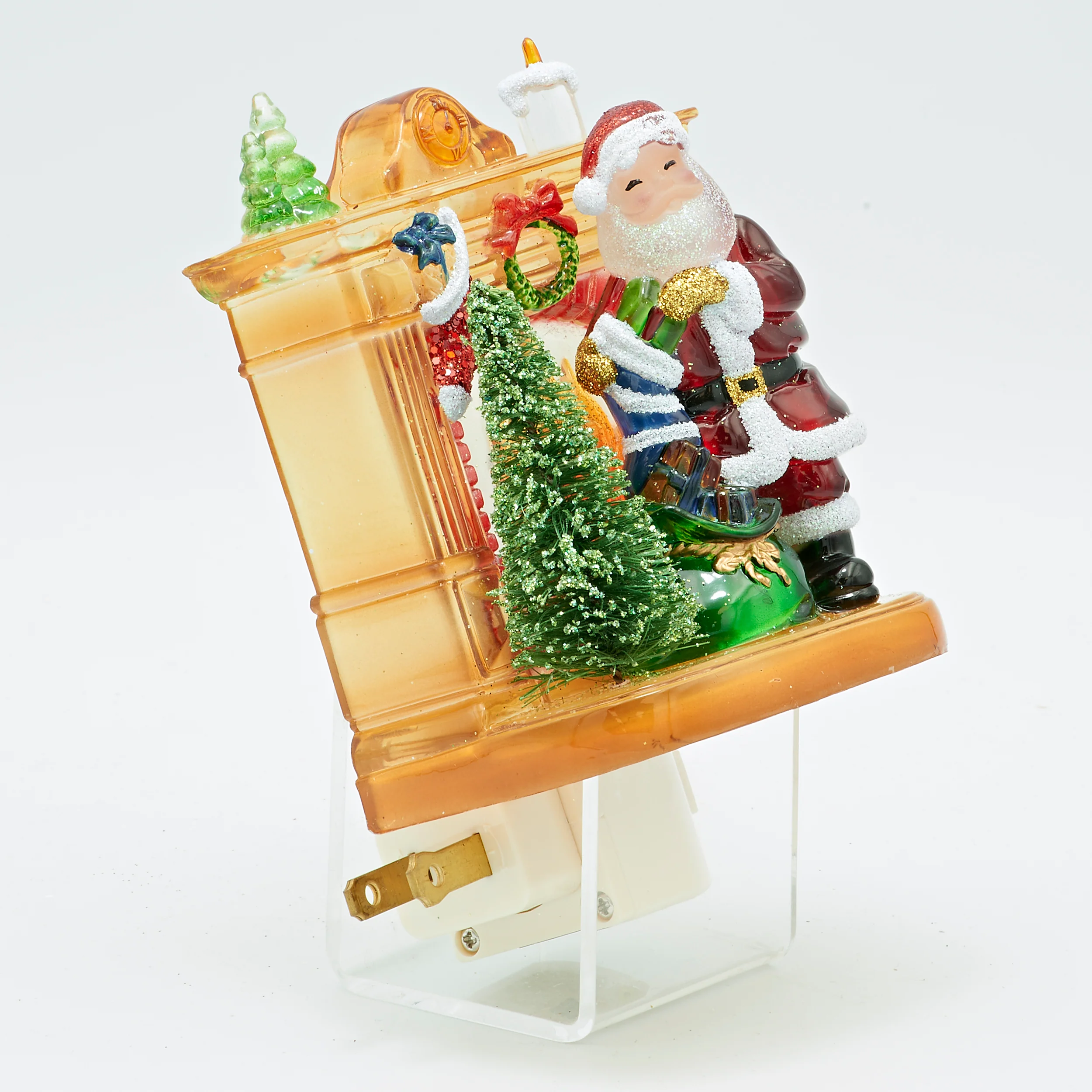 Roman Lights Santa by a Flickering Flame Fireplace Night-Light - Image 2
