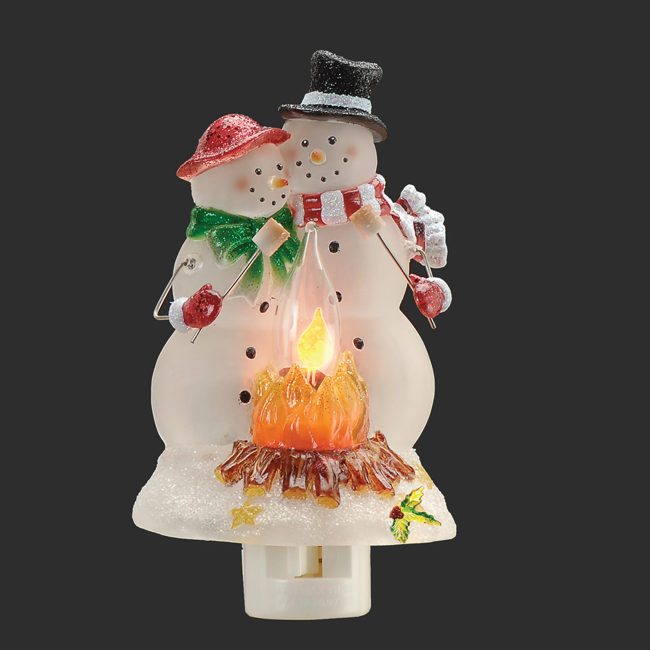 Roman Lights Flickering Flame Snowmen by the Campfire Night-Light