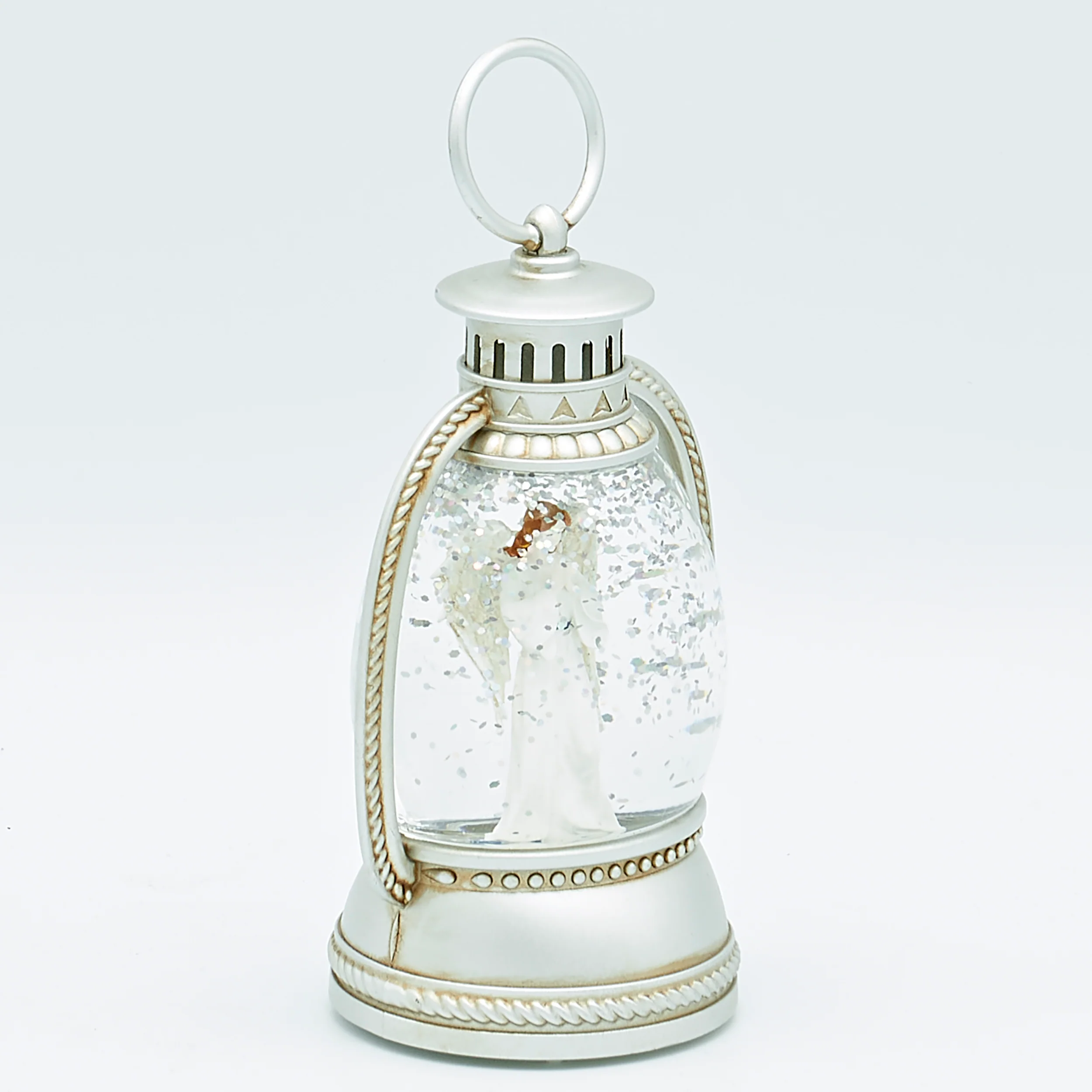 Lighted Silver Lantern with Angel – Shimmering Merry Lites - Image 2