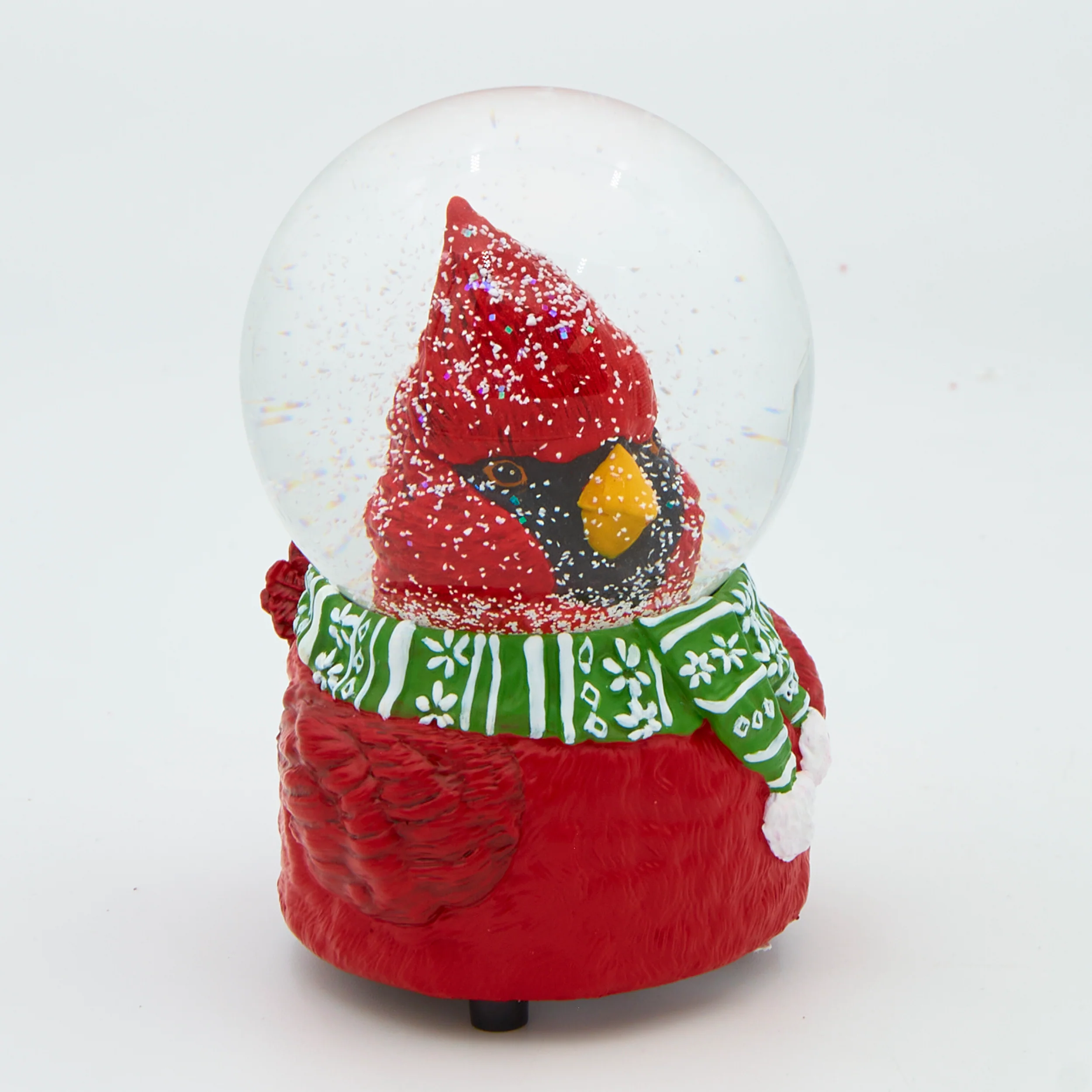 Glitterdome Musical Cardinal in Scarf – "Deck the Halls" Tune - Image 2