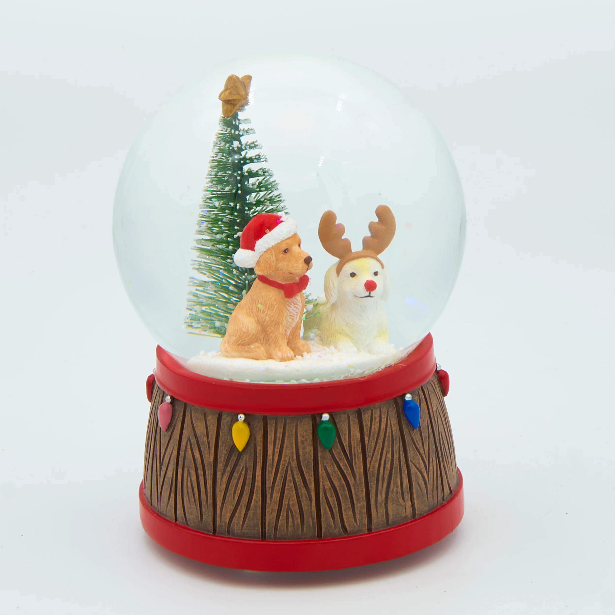 Glitterdome Musical Dogs with Hat & Antlers - "Deck the Halls" Tune - Image 2