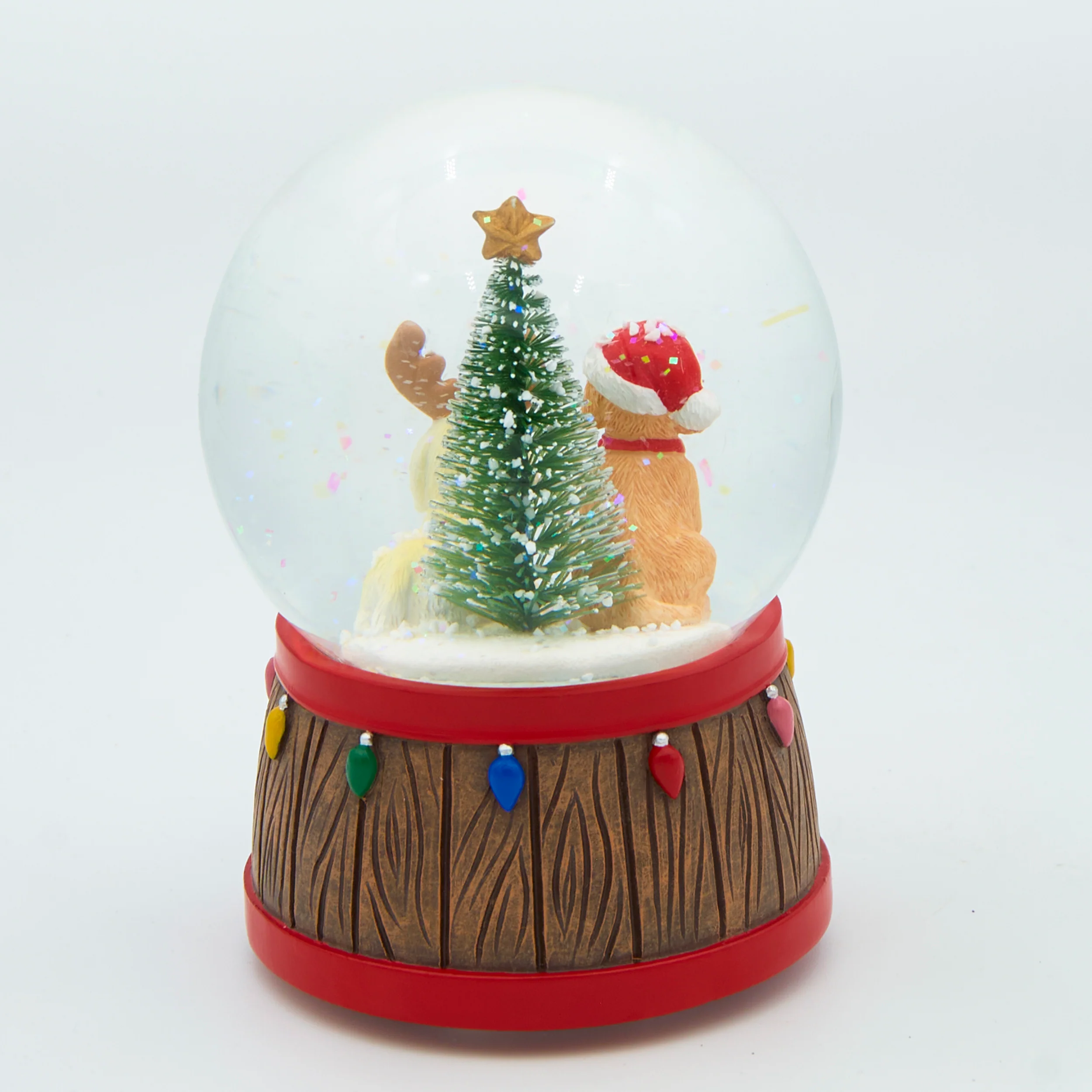 Glitterdome Musical Dogs with Hat & Antlers - "Deck the Halls" Tune - Image 3