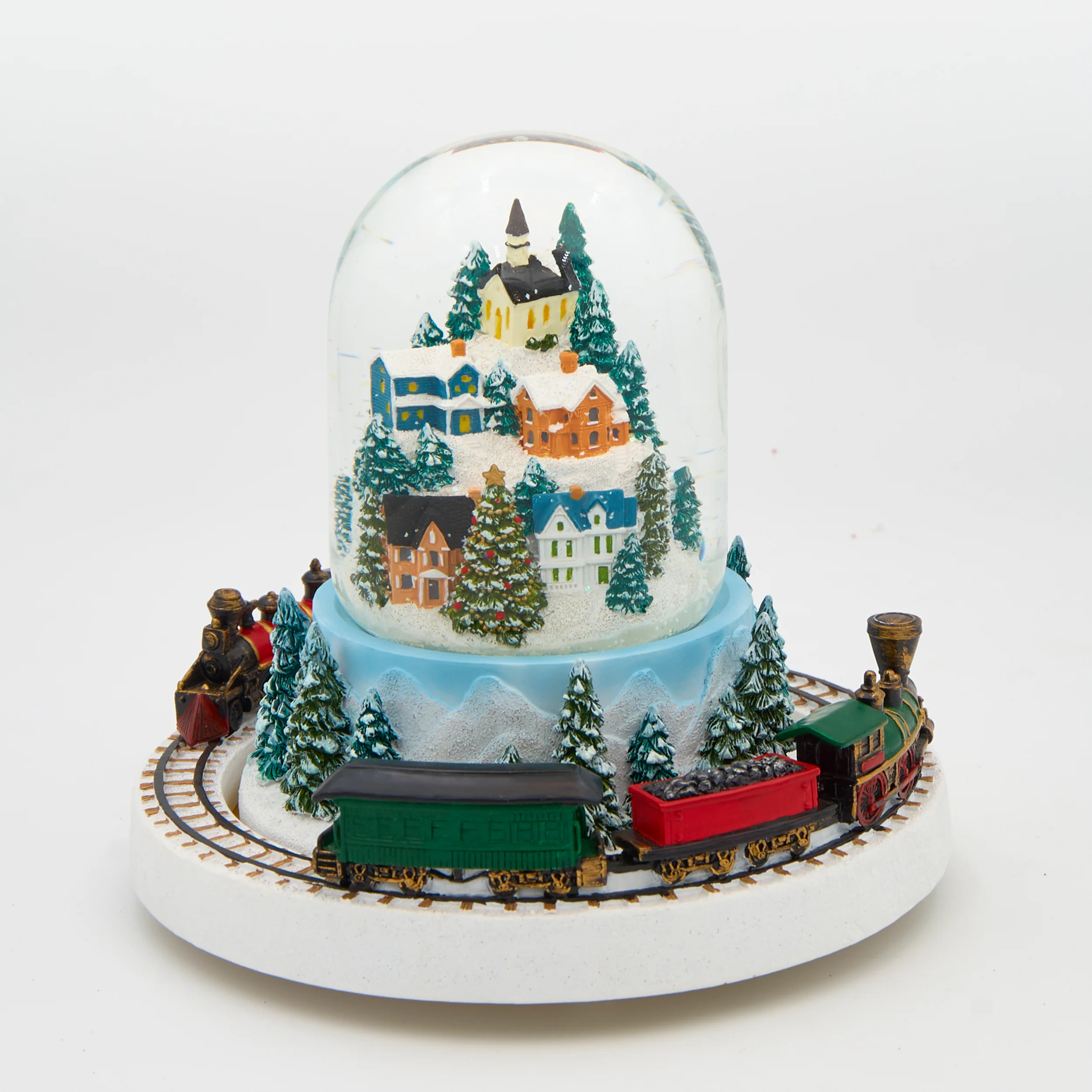 Glitterdome Musical Village with Rotating Train – "O Christmas Tree" Tune - Image 2