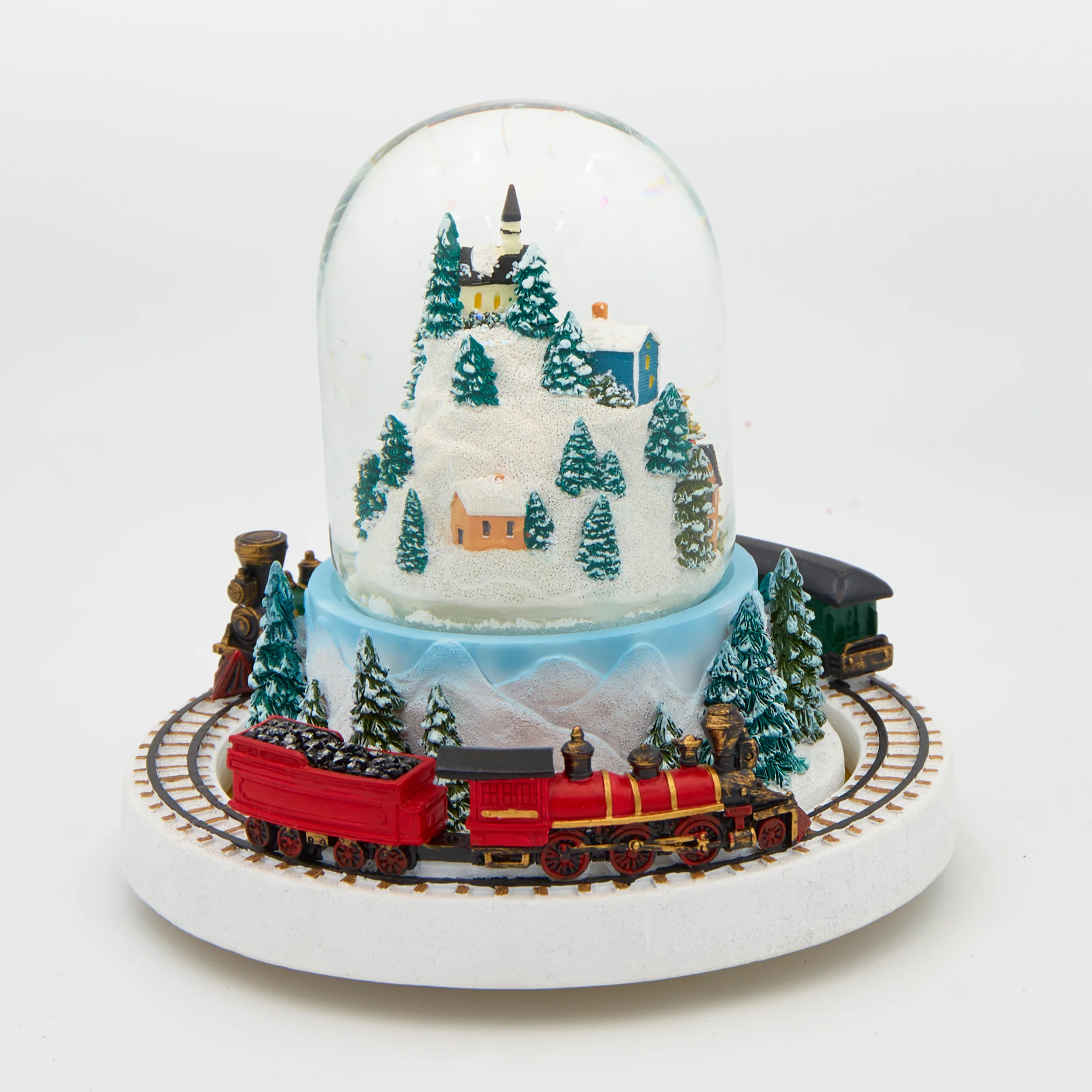 Glitterdome Musical Village with Rotating Train – "O Christmas Tree" Tune - Image 3