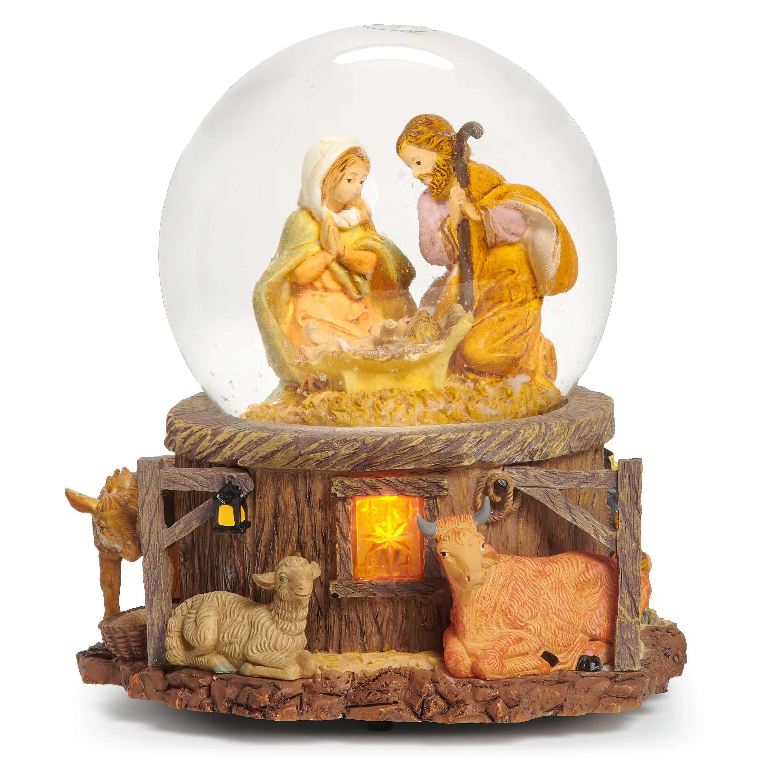 Fontanini Lighted Musical Holy Family Glitterdome - "Silent Night" Tune - Image 4