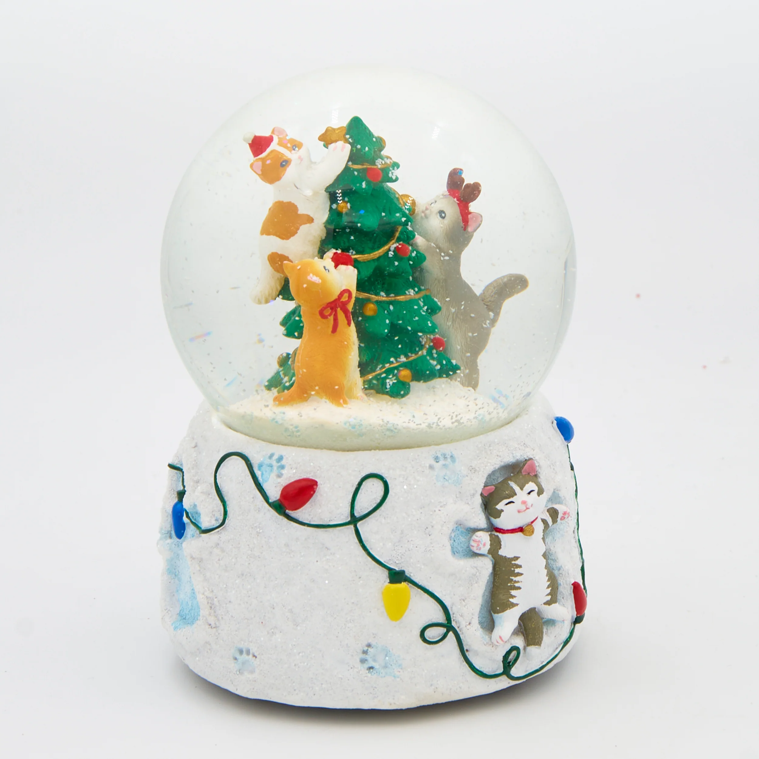 Glitterdome Musical Cats with Tree – "We Wish You a Merry Christmas" Tune - Image 2