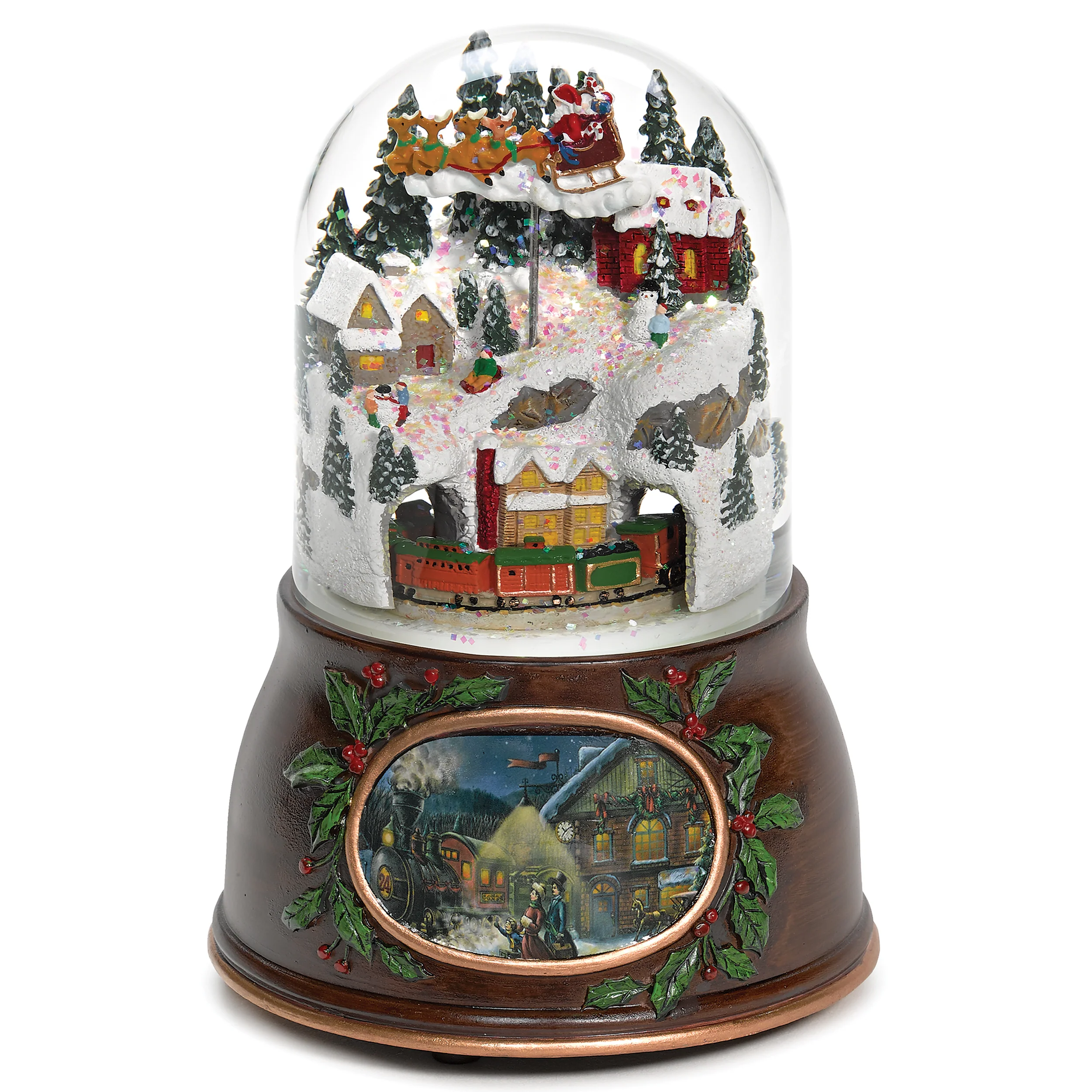 Glitterdome Musical Village & Rotating Train with Santa Bullet – "Up on the House Top" Tune