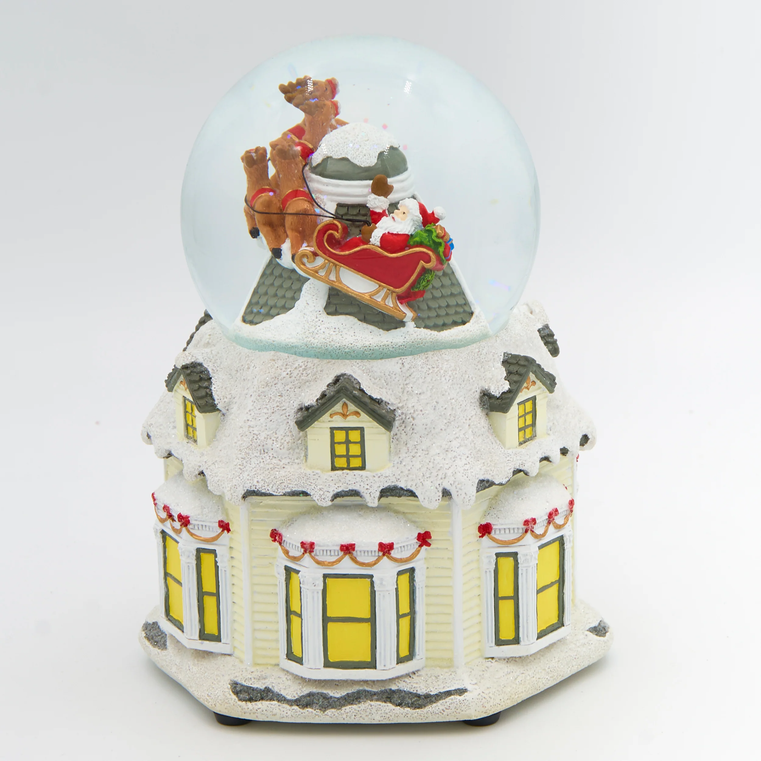 Glitterdome Musical Rotating Santa Over House – "Jingle Bells" Tune - Image 3