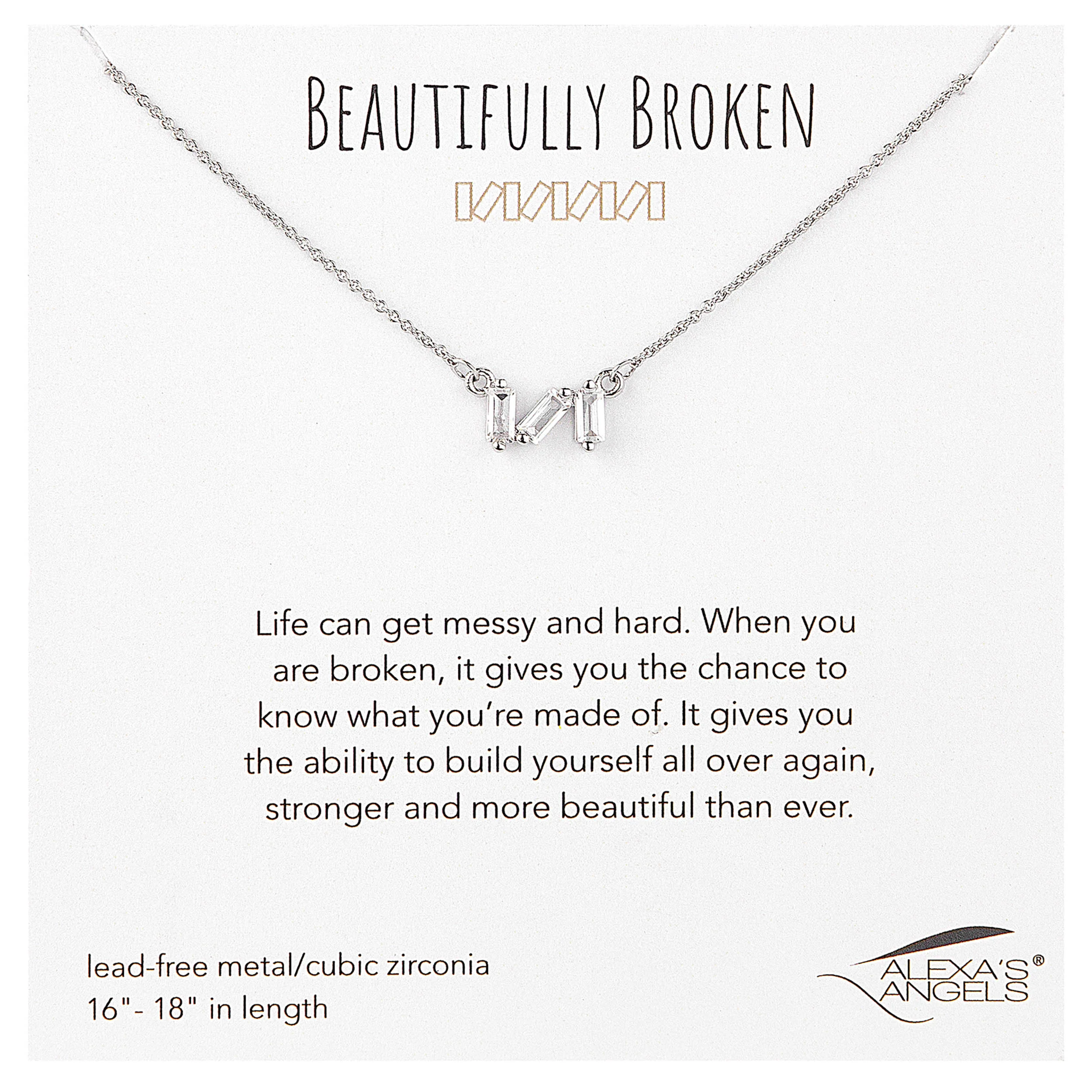 Alexa's Angels Beautifully Broken Necklace - ZigZag Baguette Cut