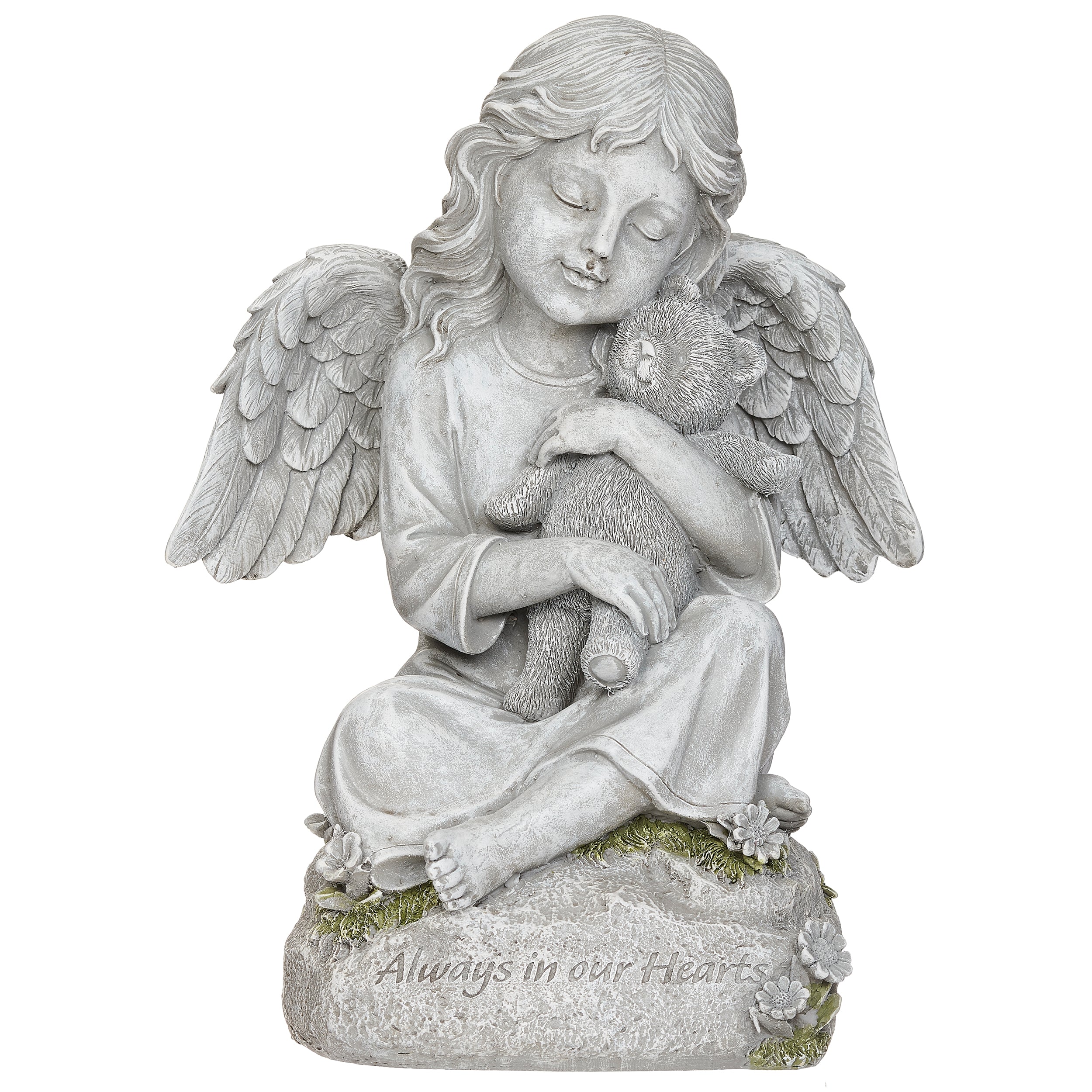 Angel Girl with Teddy Bear Memorial Statue - Image 3