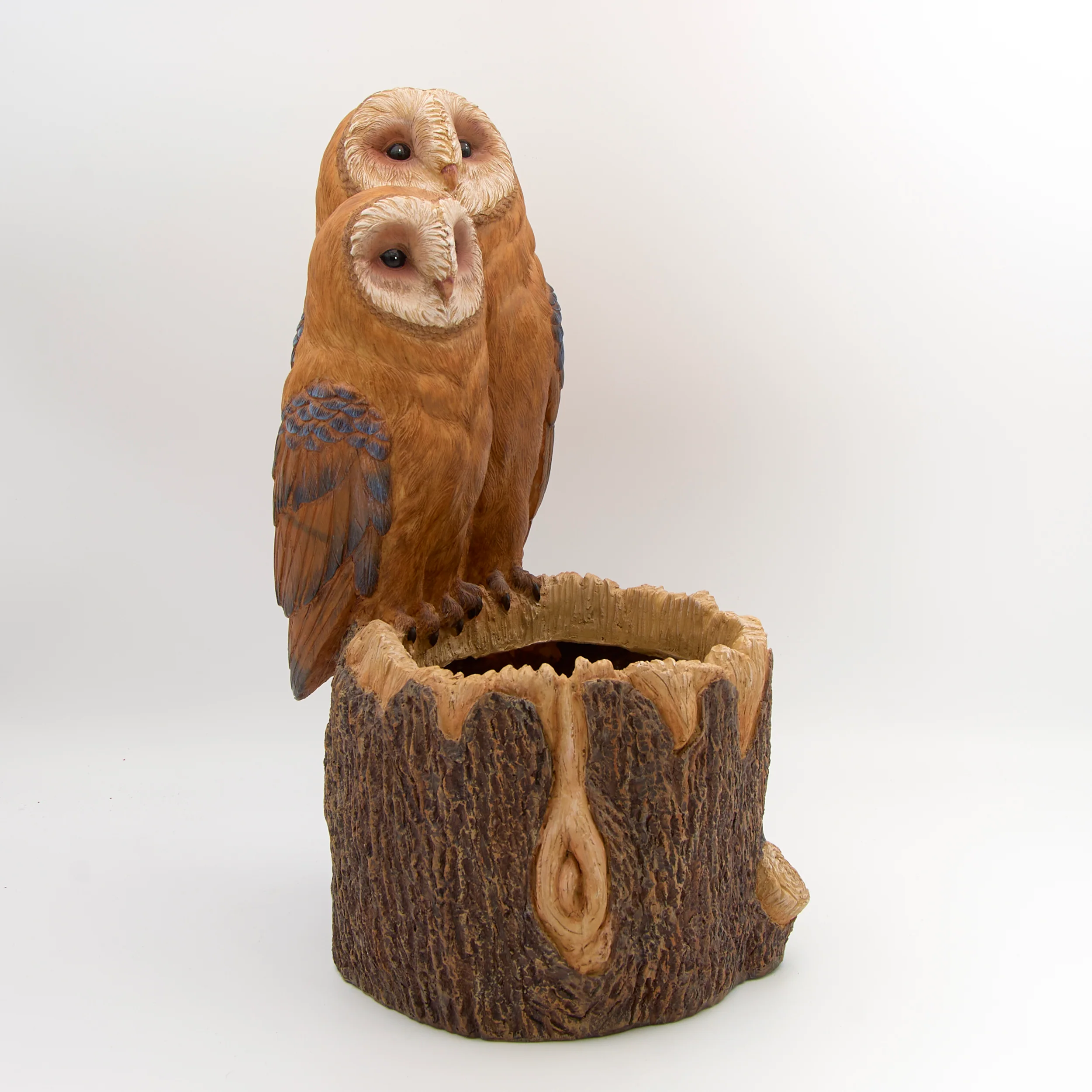 Barn Owl Pair Tree Trunk Planter - Image 2