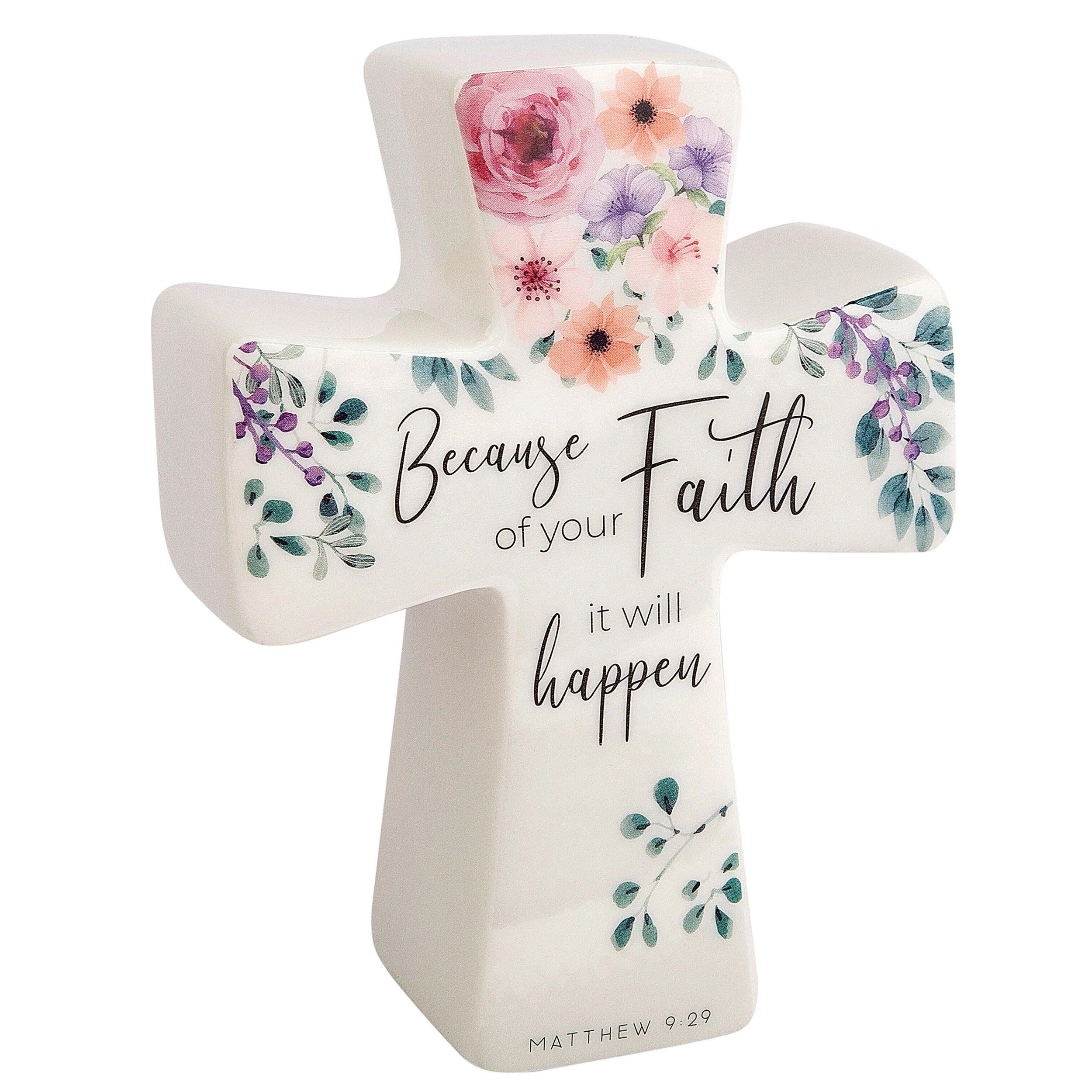 Alexa's Angels "Because of Your Faith” Scripture Prayer Cross