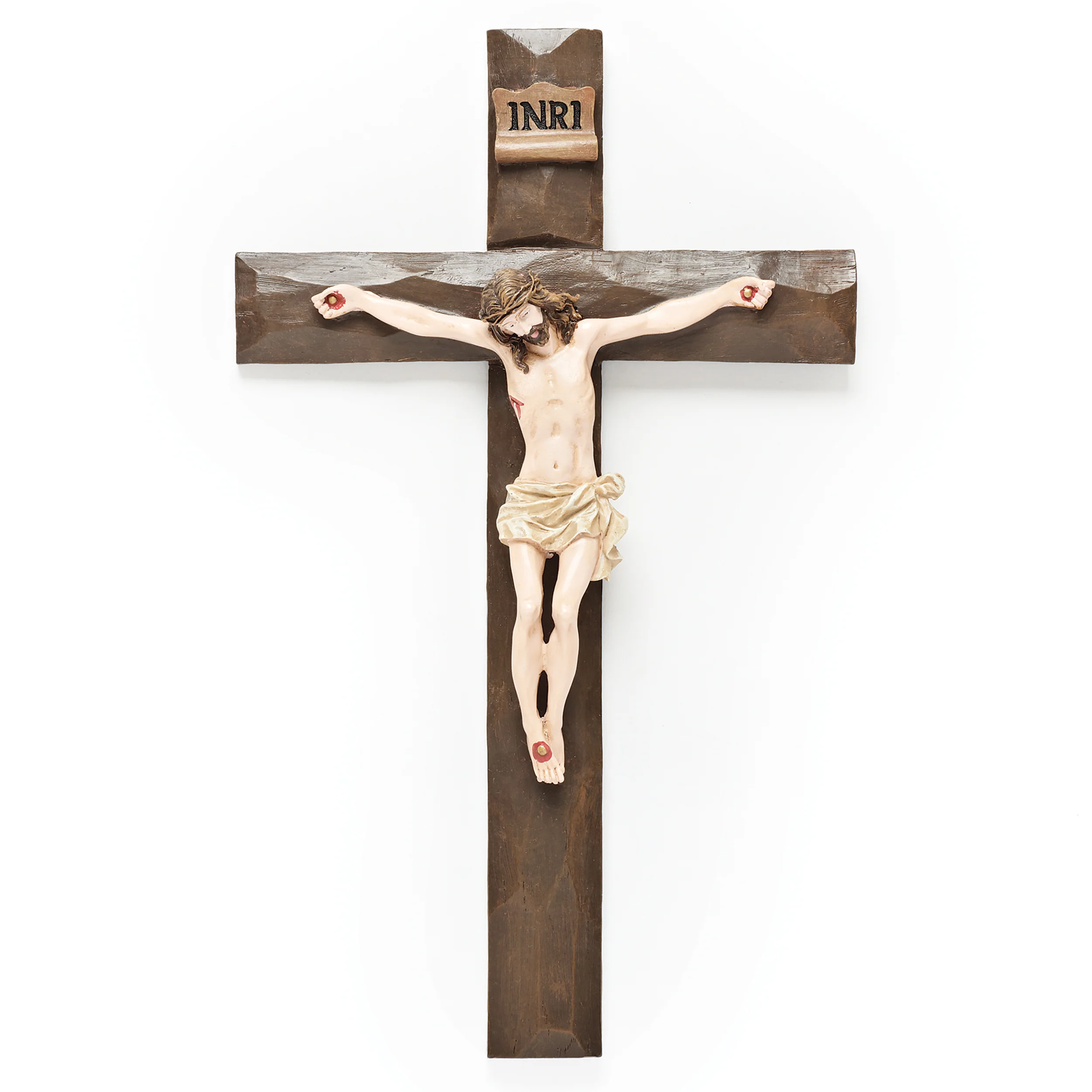 Beveled Wall Crucifix with Traditional Corpus - Image 2