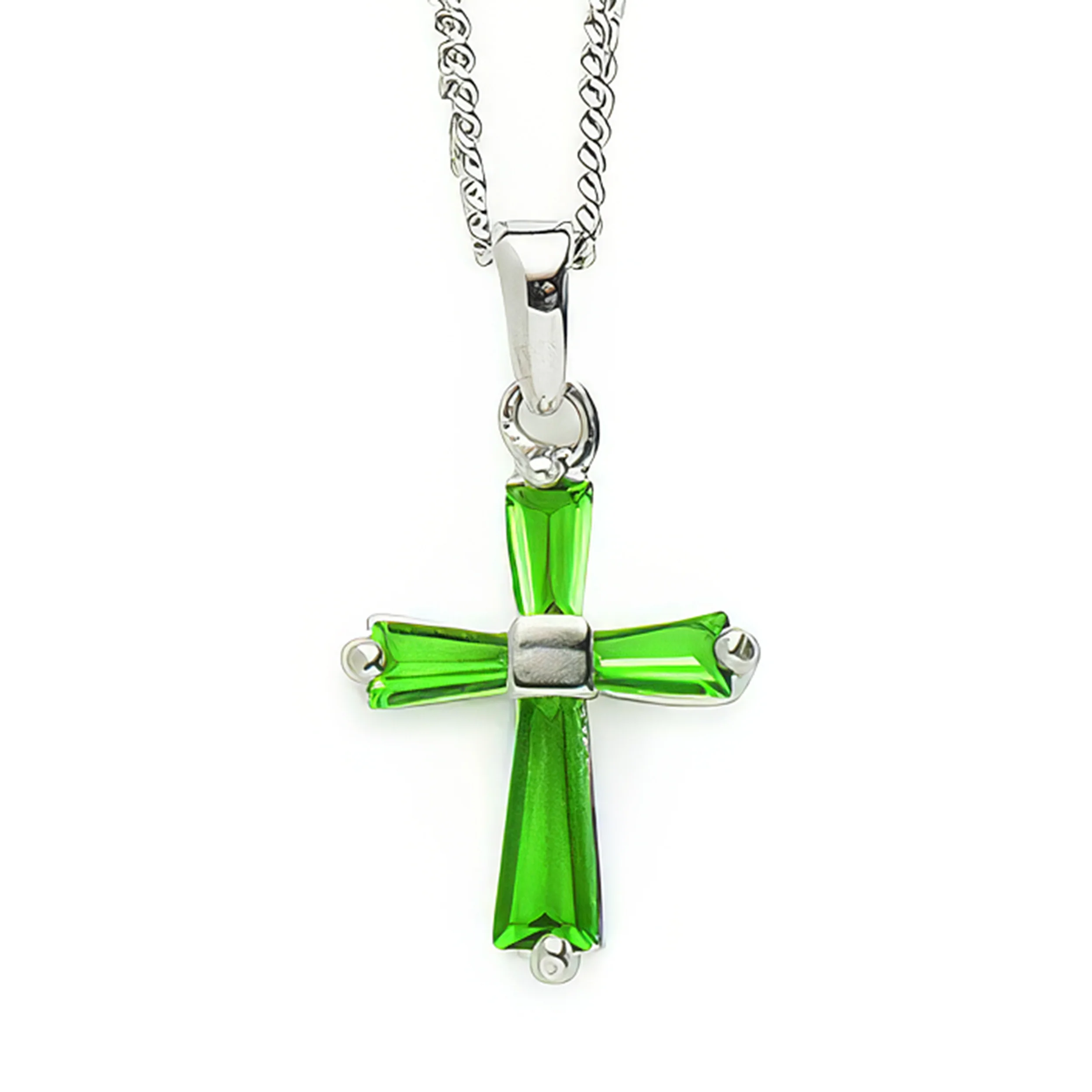 Birthstone Cross Necklace with Crystal Inlay - Image 5