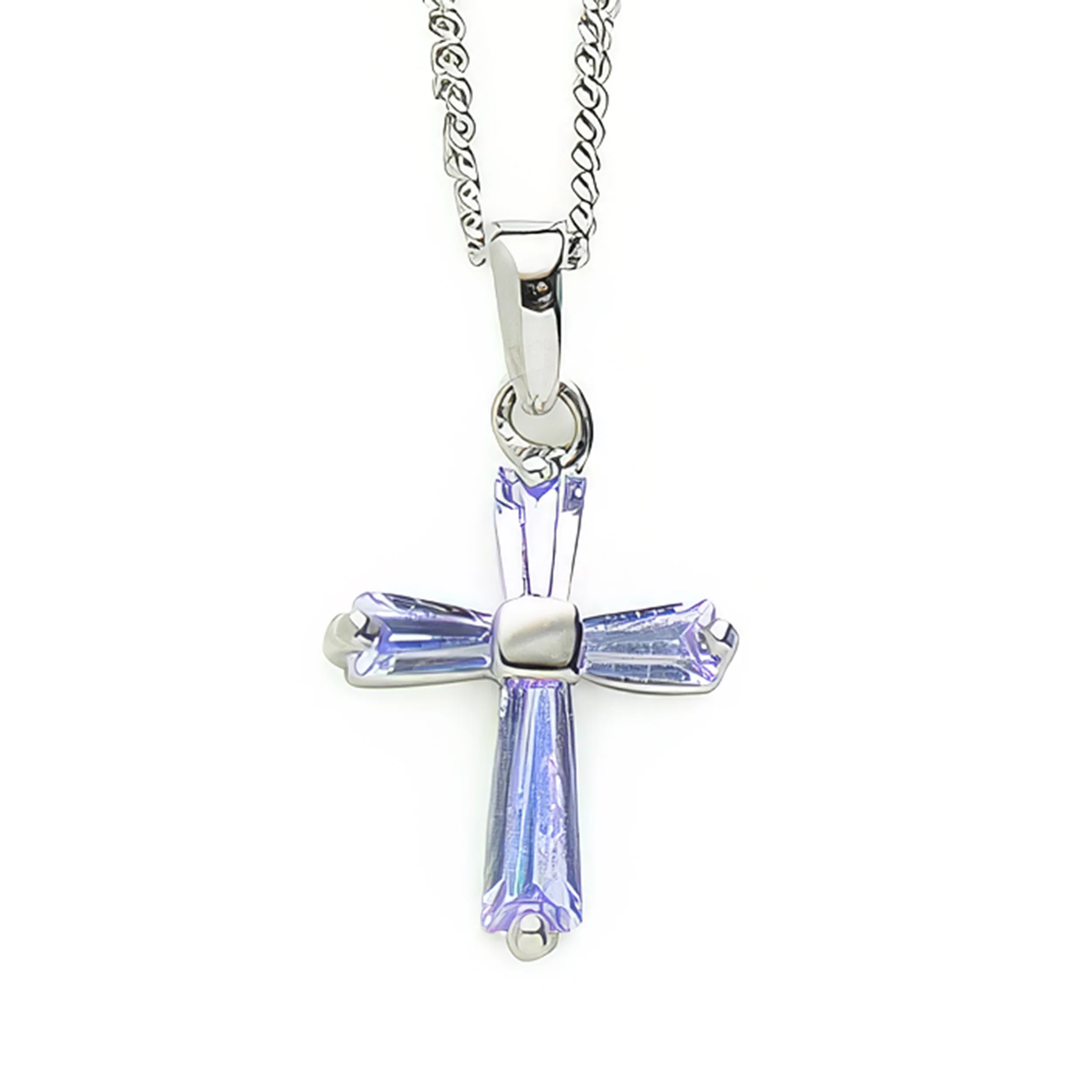 Birthstone Cross Necklace with Crystal Inlay - Image 6