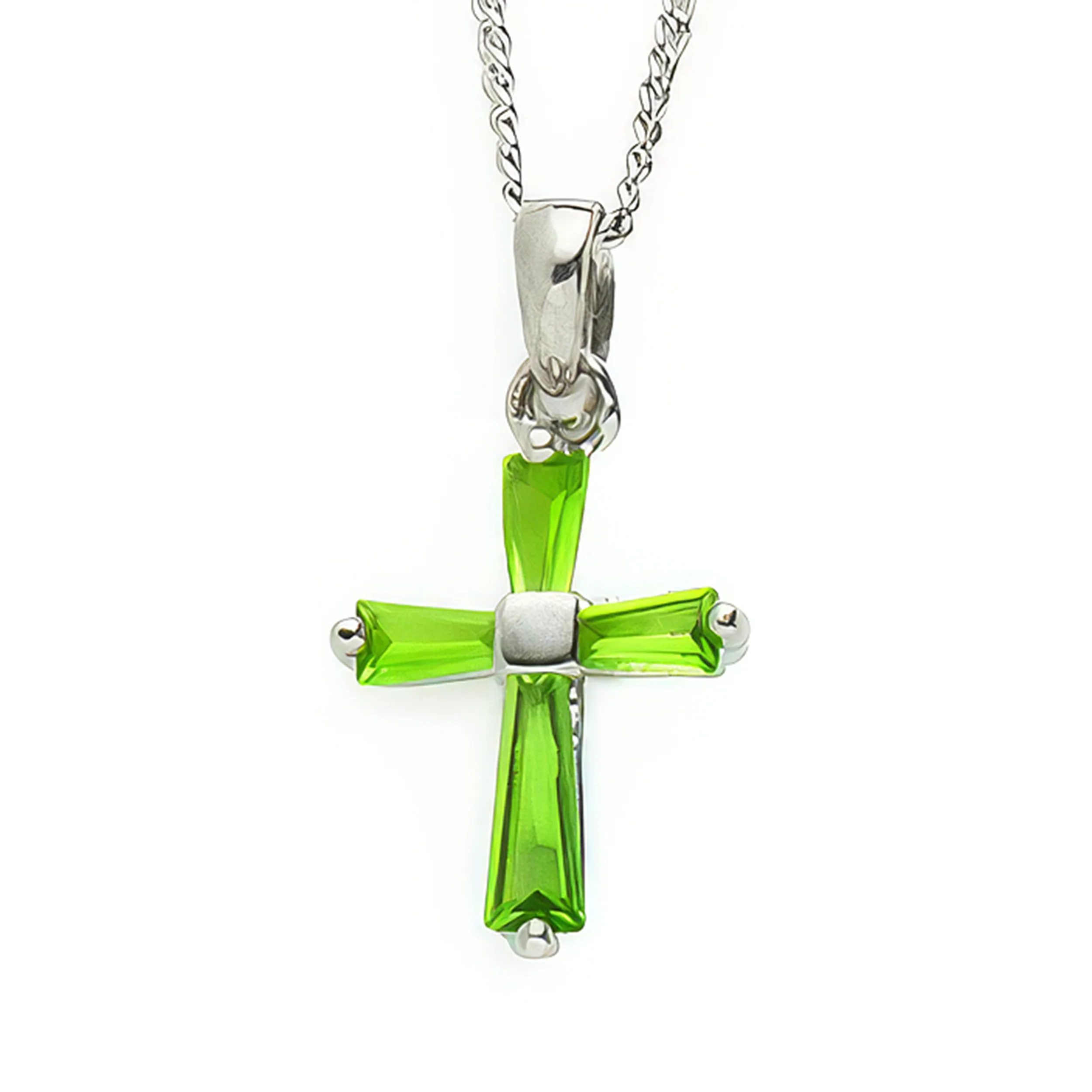 Birthstone Cross Necklace with Crystal Inlay - Image 8
