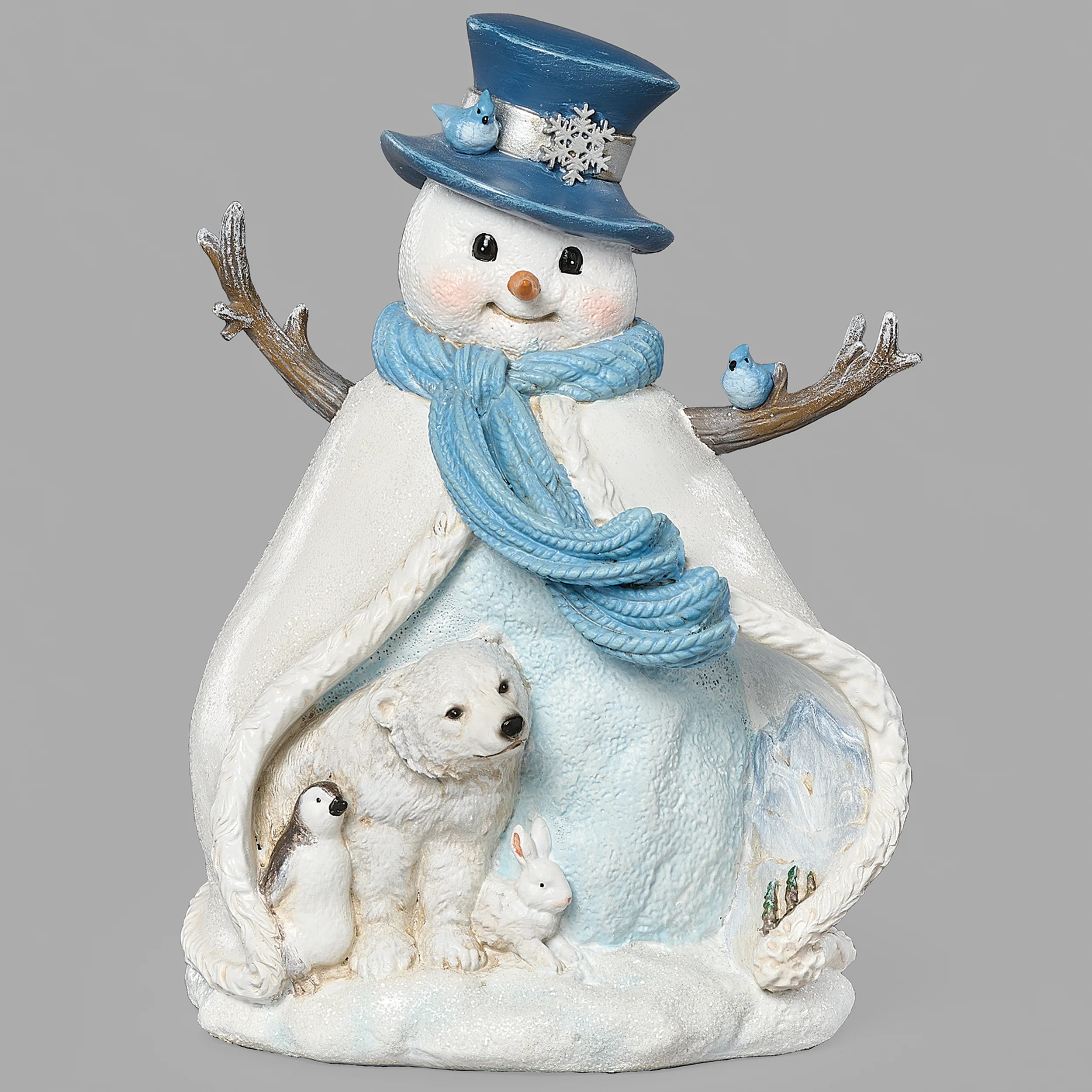 Joseph's Studio Blue Top Hat Snowman with Arctic Animals