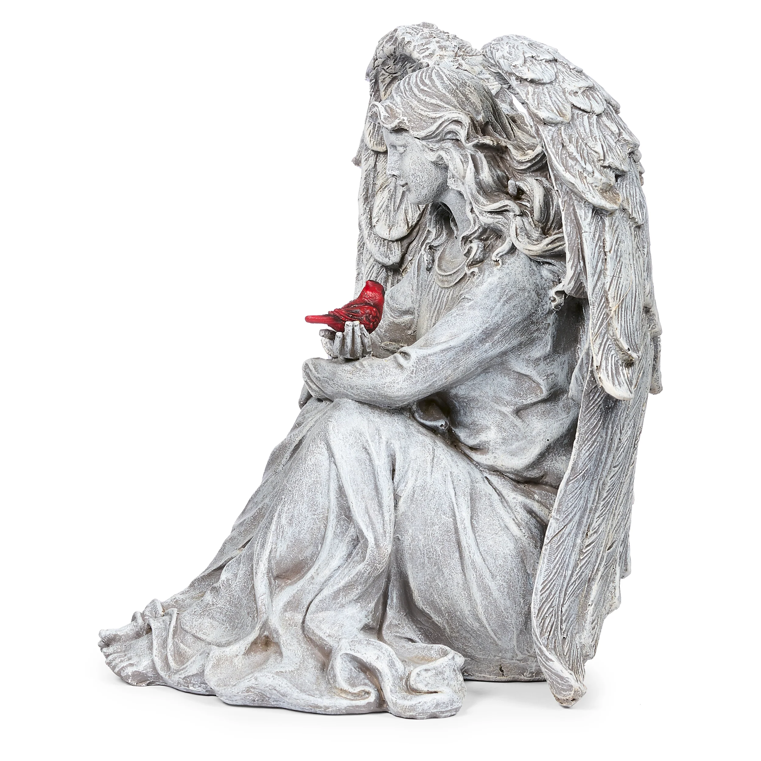 Angel with Cardinal Memorial Garden Statue - Image 3