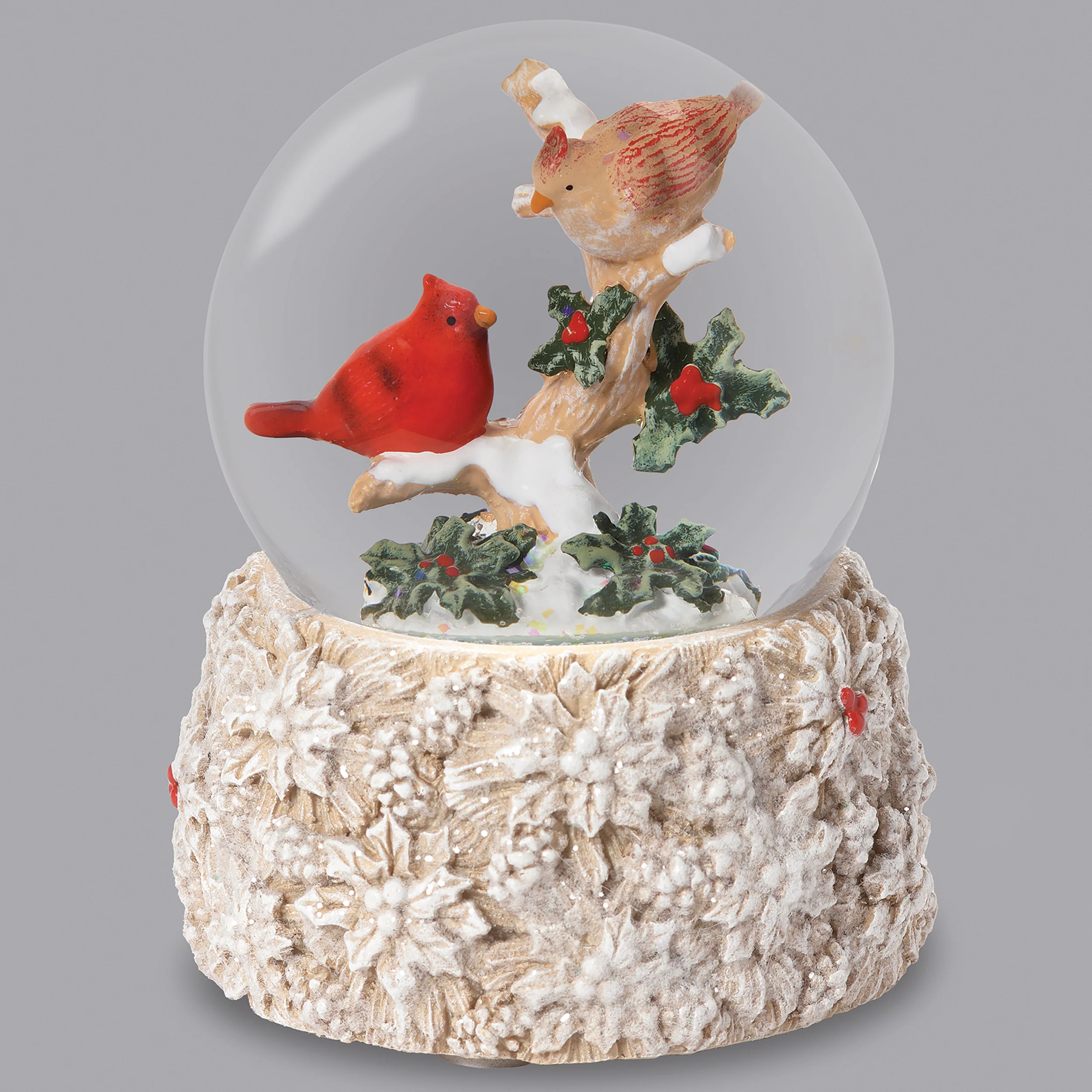 Glitterdome Cardinals with Poinsettia Accents