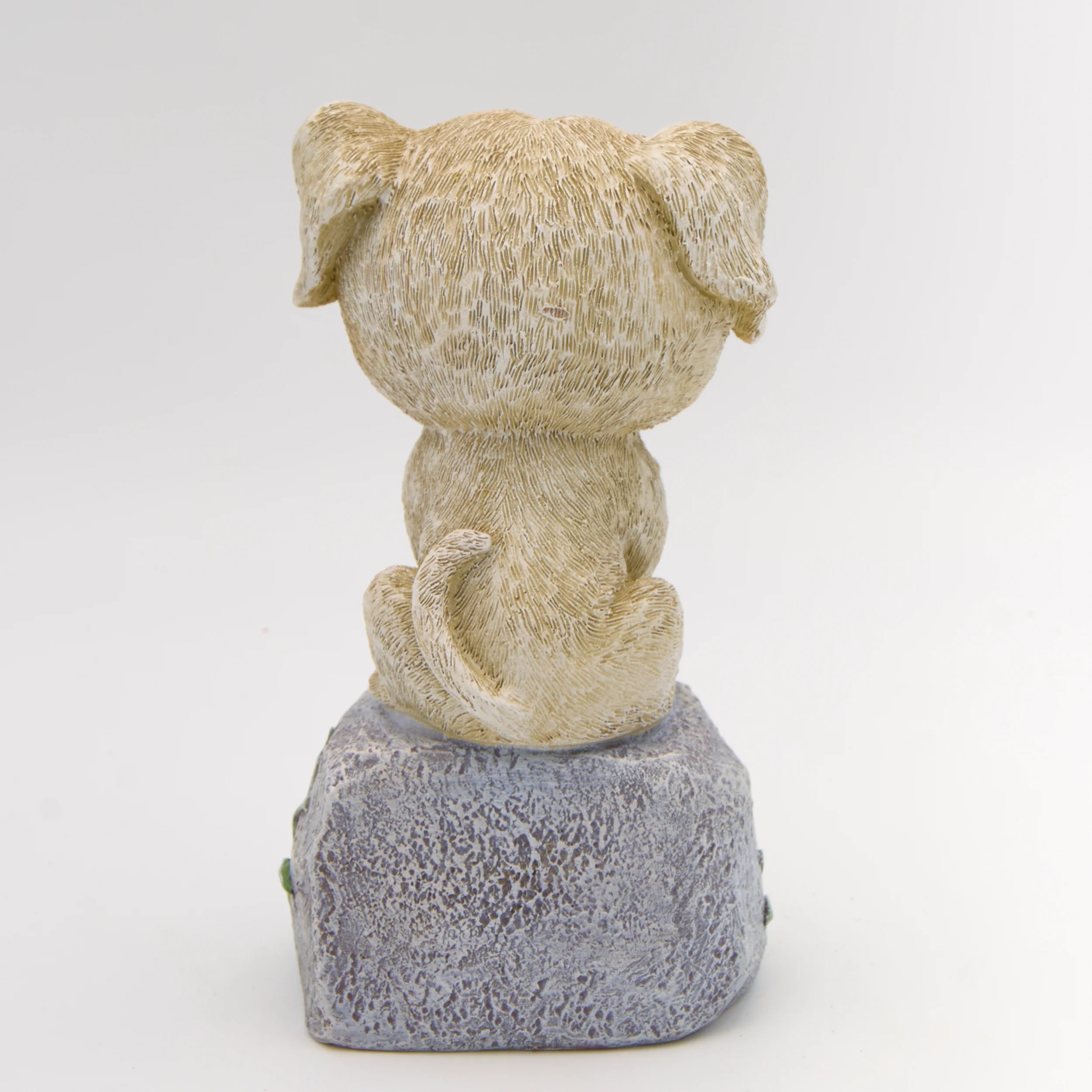Dog on Stone Garden Statue with Floral Base - Image 3