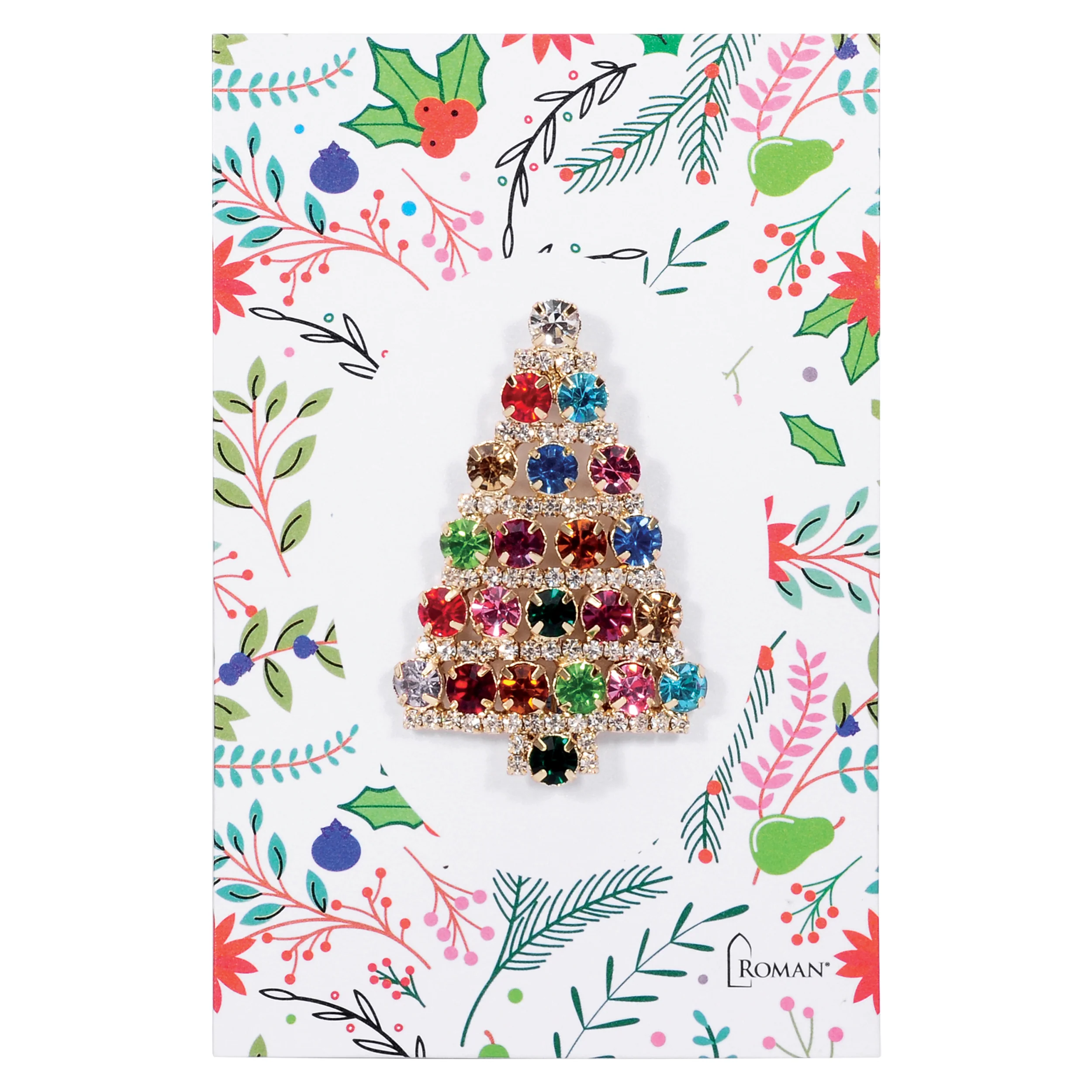 Festive Crystal Christmas Tree Pin - Image 3