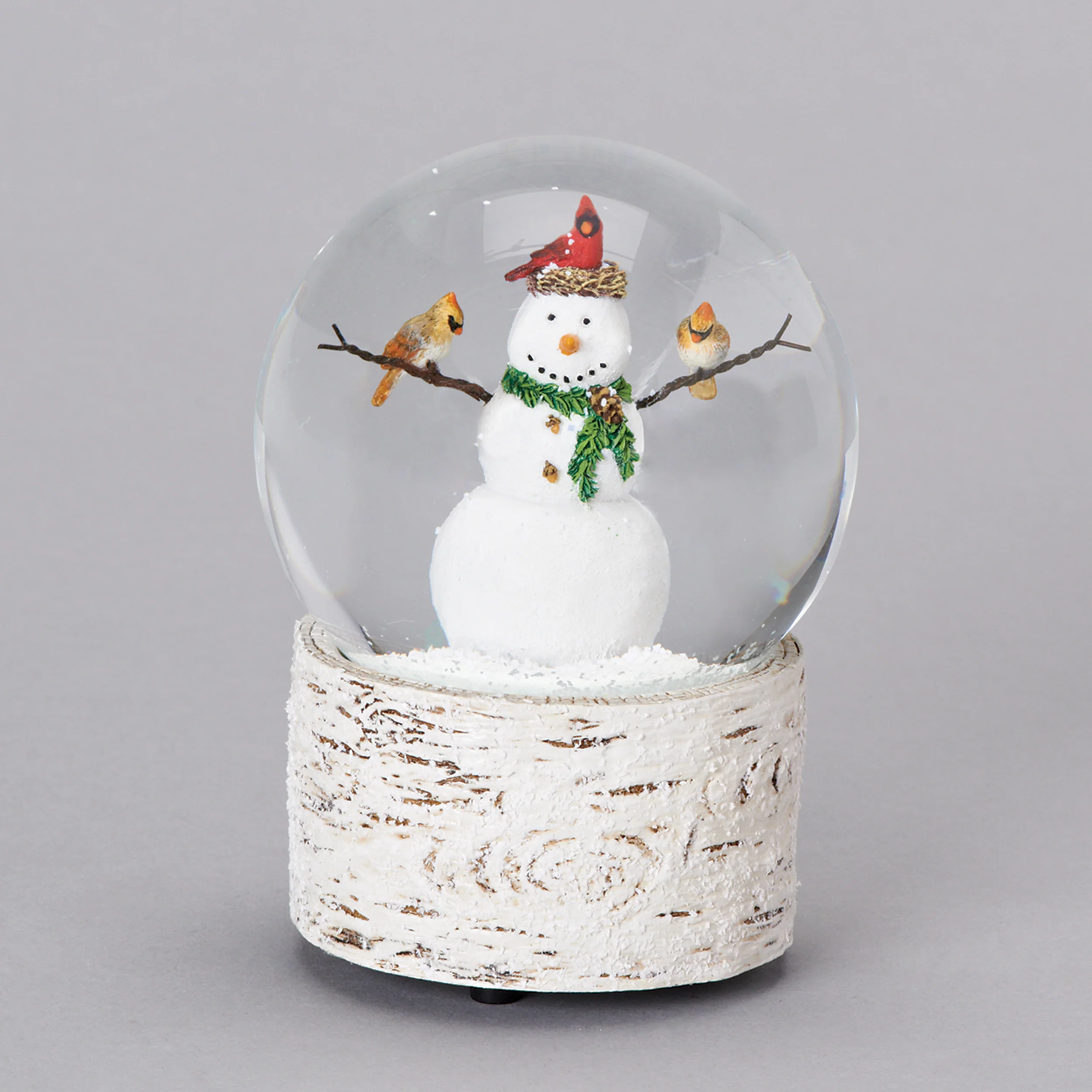 Glitterdome Musical Snowman with Cardinals - "Holly Jolly Christmas" Tune