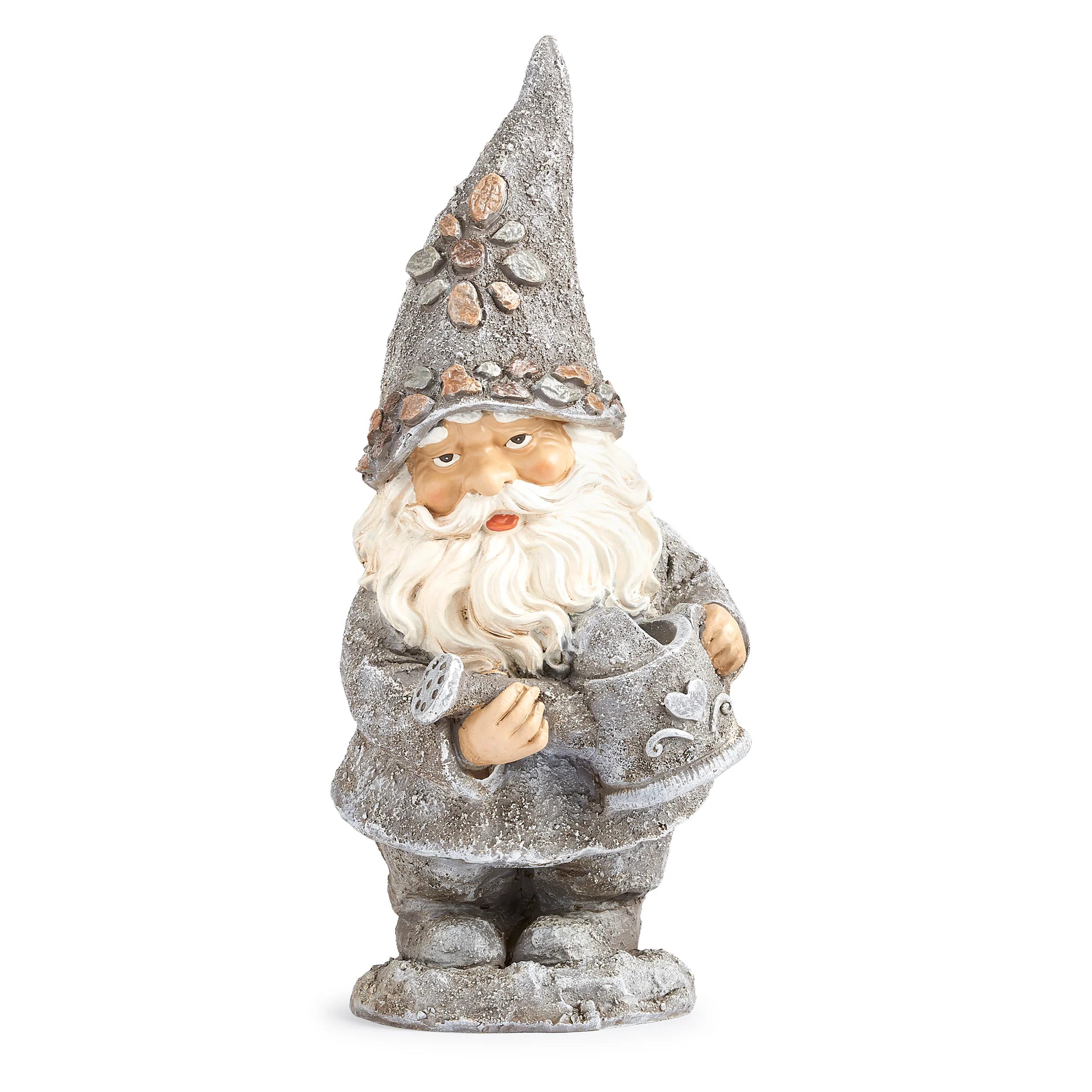 Stone-Look Gnome with Watering Can Garden Statue - Image 5
