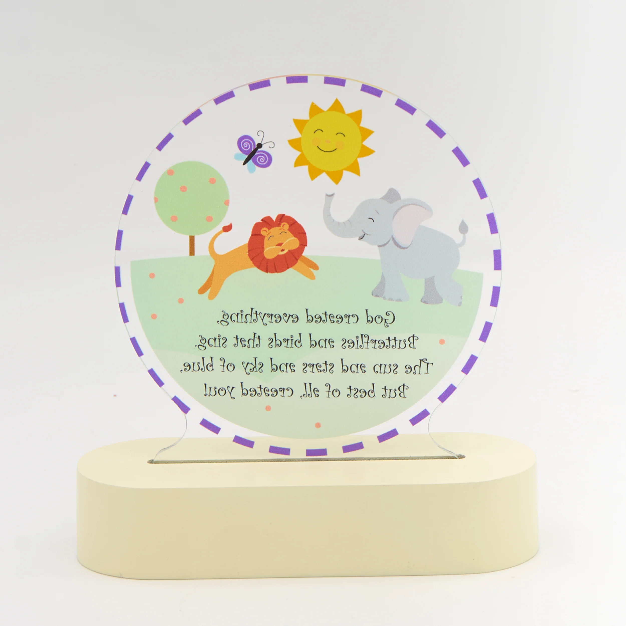 "God Created Everything" Lighted Tabletop Plaque - Image 2