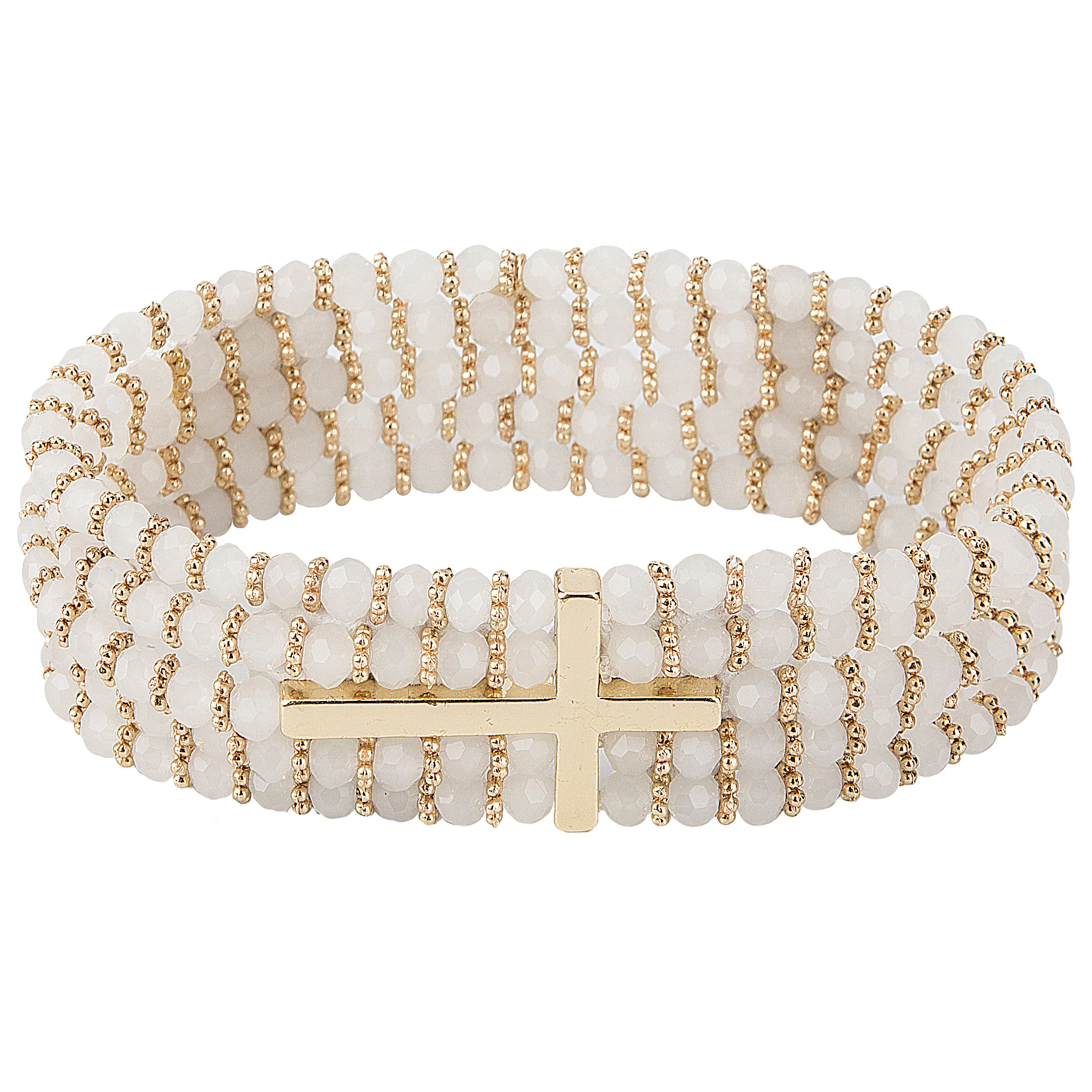 Alexa's Angels Gold Crystal Side Cross Bracelet
