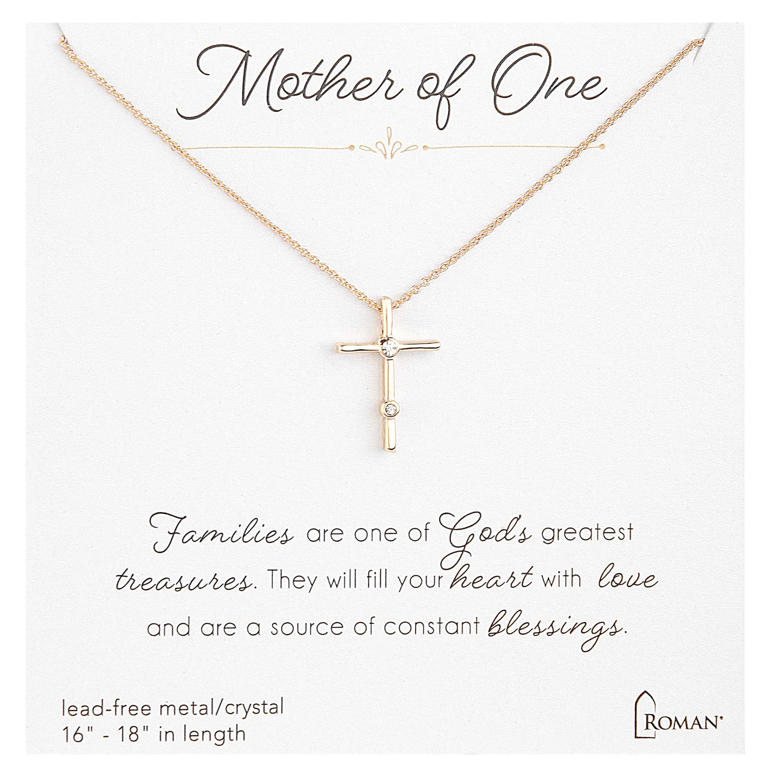 "Mother of" Gold Cross Pendent Necklace