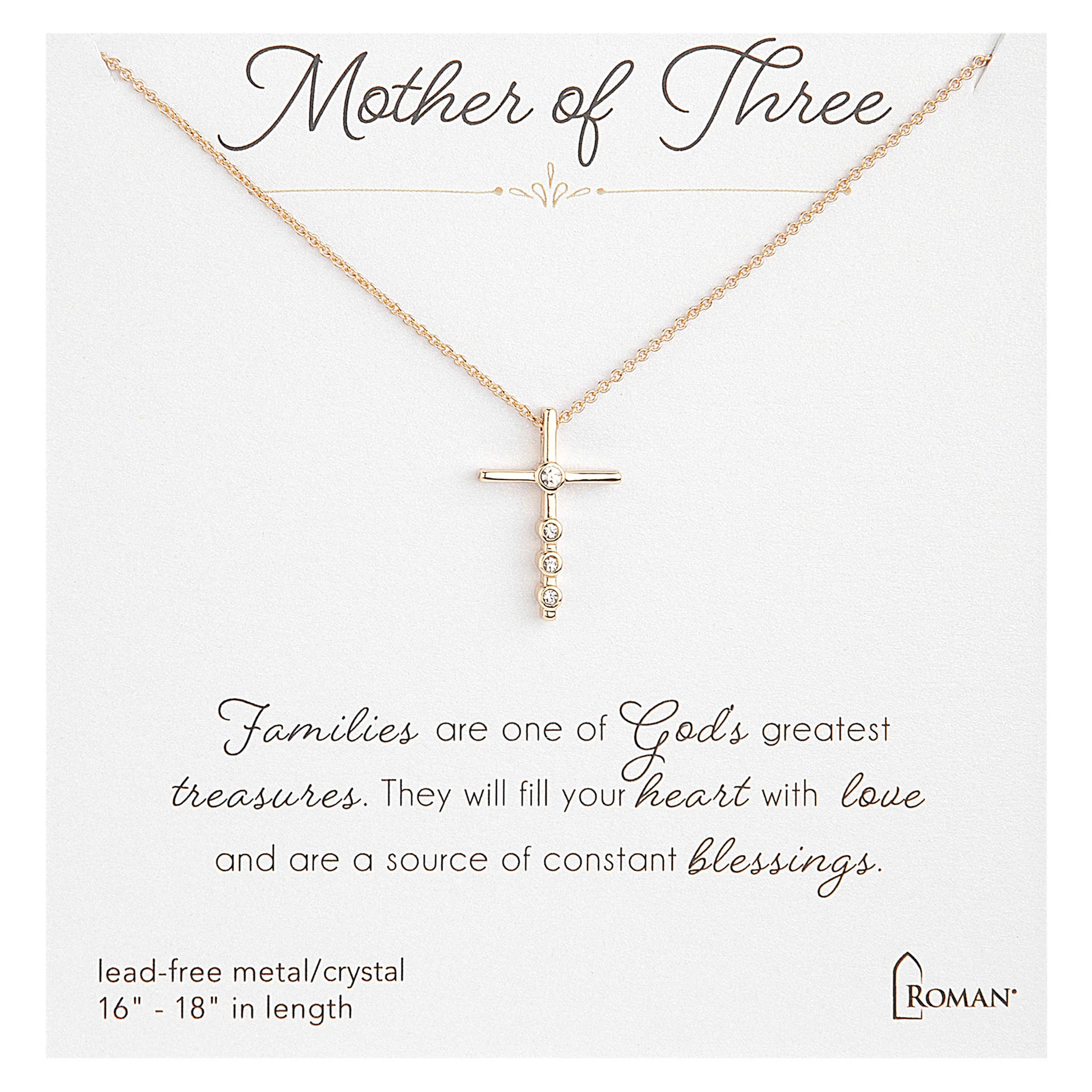 "Mother of" Gold Cross Pendent Necklace - Image 3