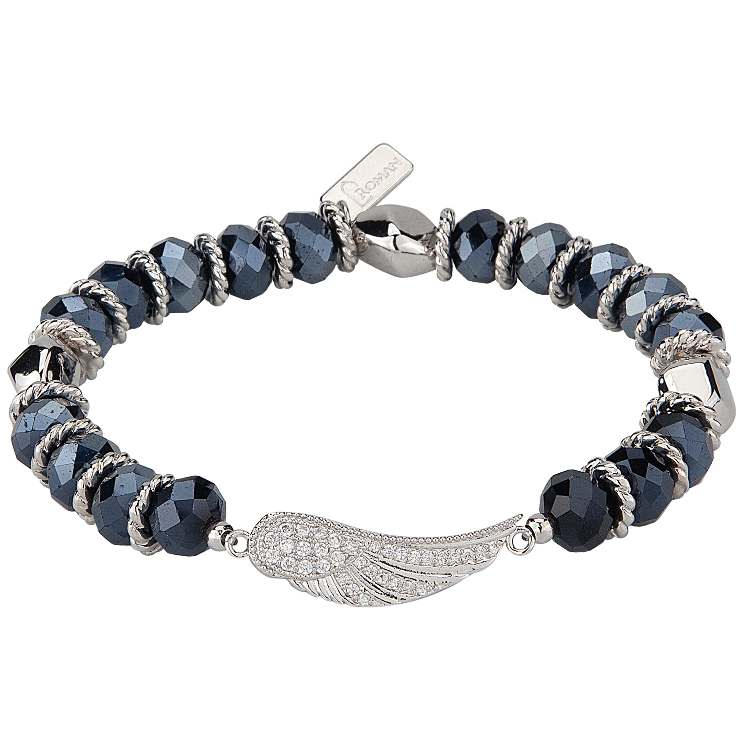 Women's Guardian Angel Crystal Stretch Bead Bracelet with Wing Charm - Image 4